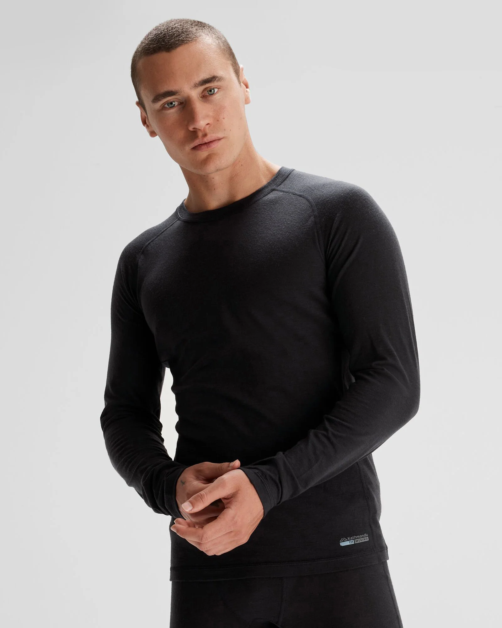 Men's K-Merino 125 Baselayer Top - Black Stingray - Image 3