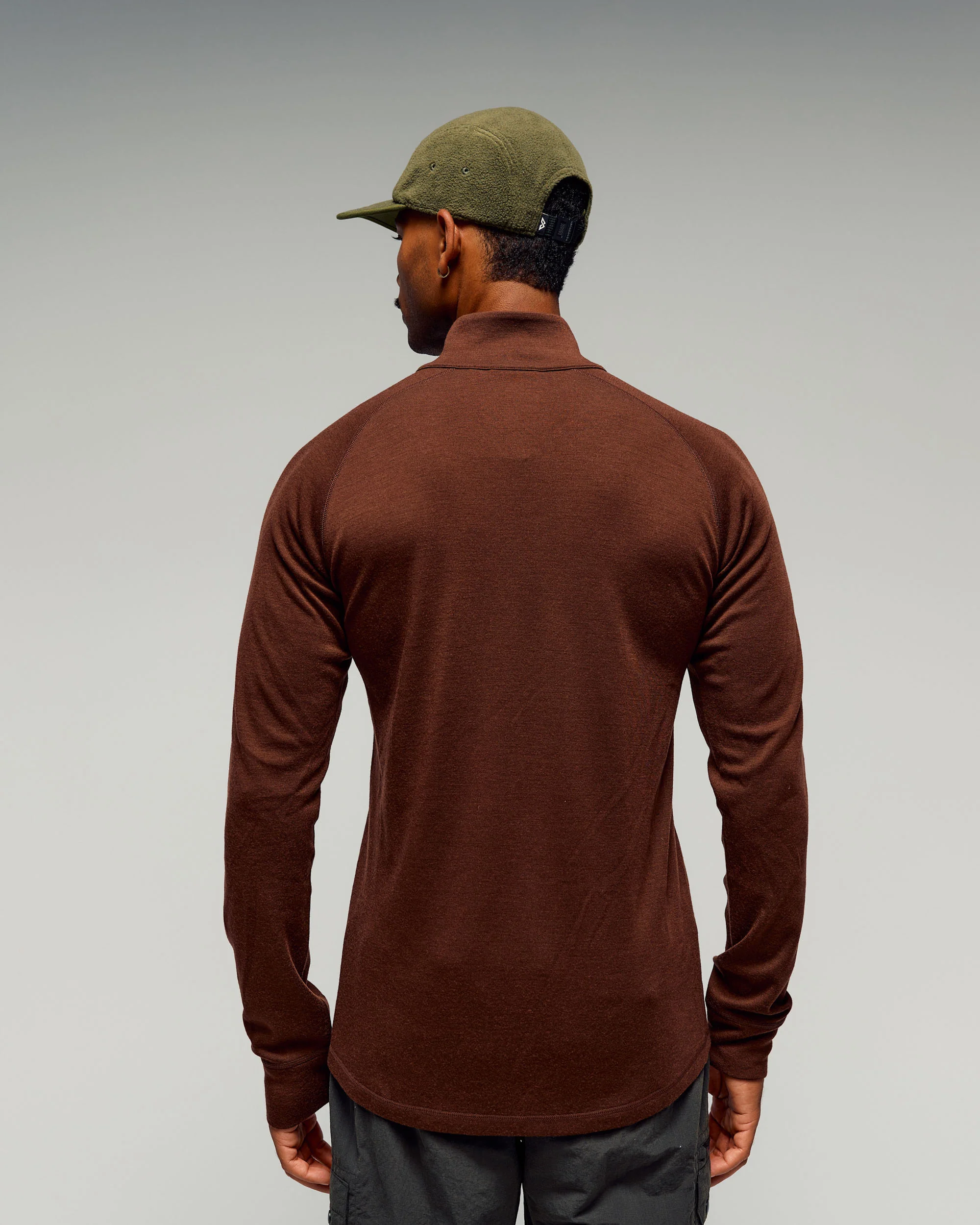 Men's K-Merino 250 1/4 Zip Long Sleeve Top - Cocoa - Image 3