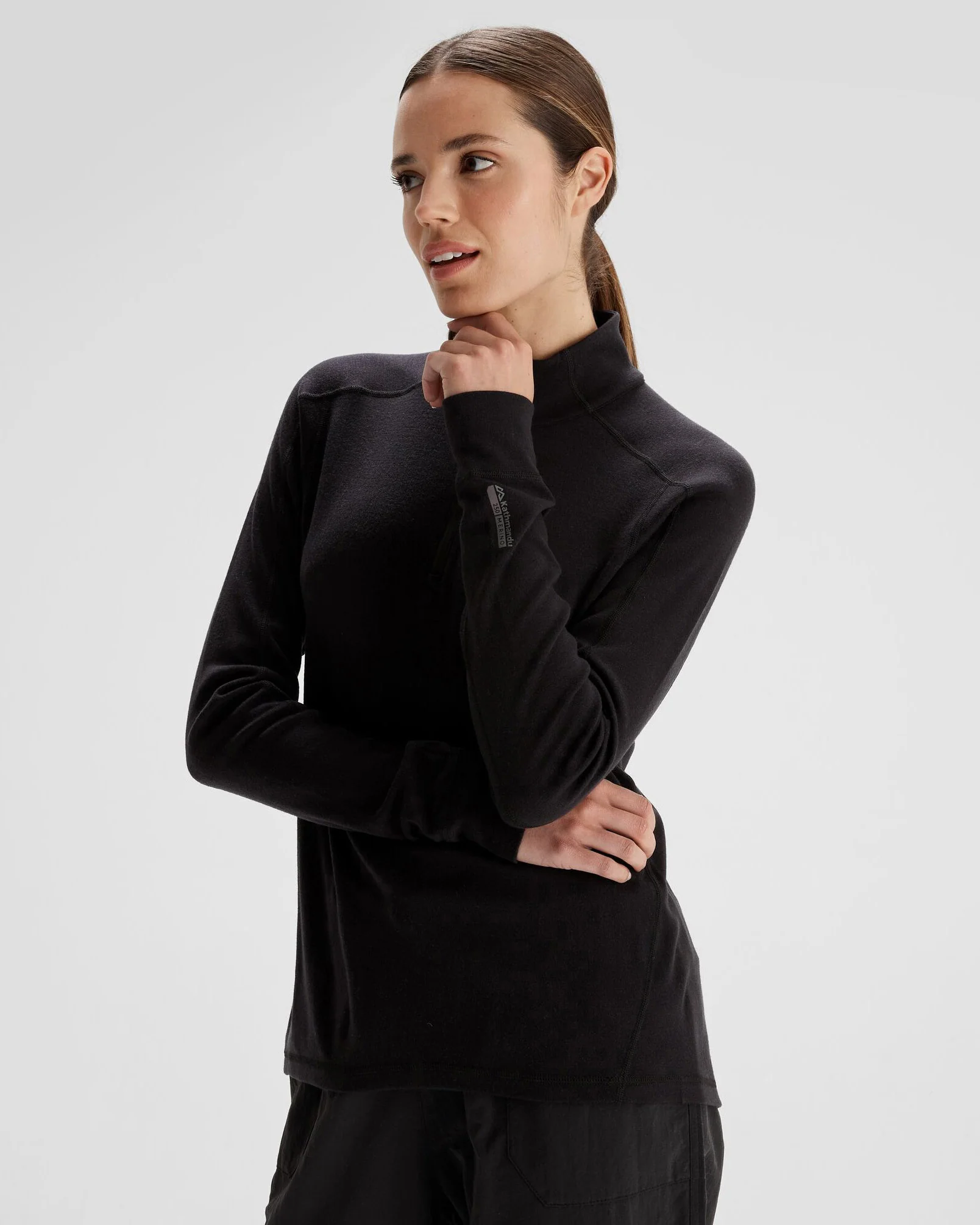 Women's K-Merino 250 Quarter Zip Top  - Black Stingray - Image 3