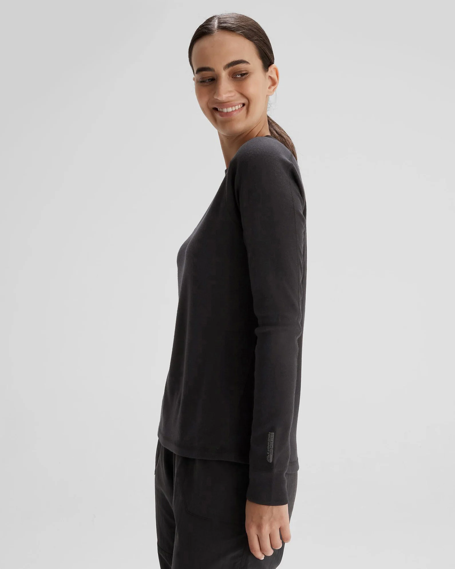 Women's K-Merino 250 Long Sleeve Top  - Black Stingray - Image 3