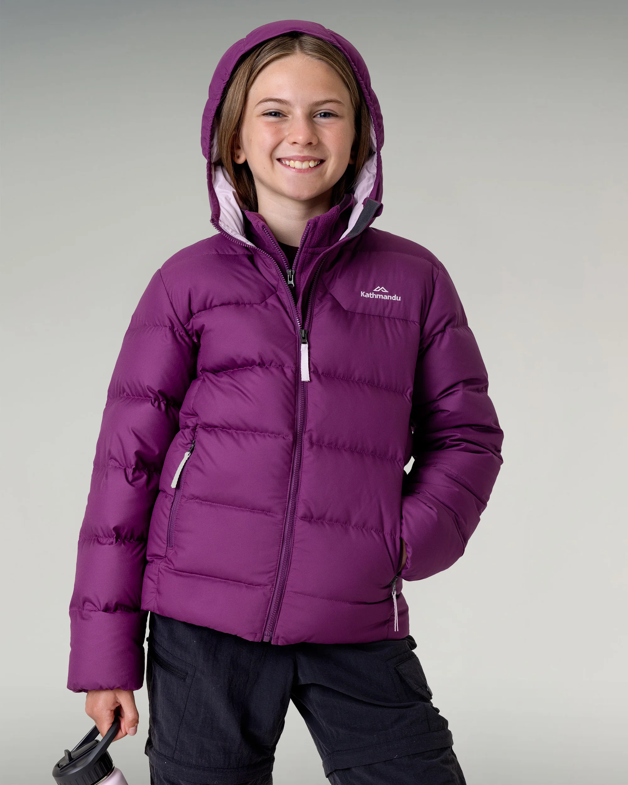 Kids' Epiq Down Hooded Jacket - Berry - Image 2