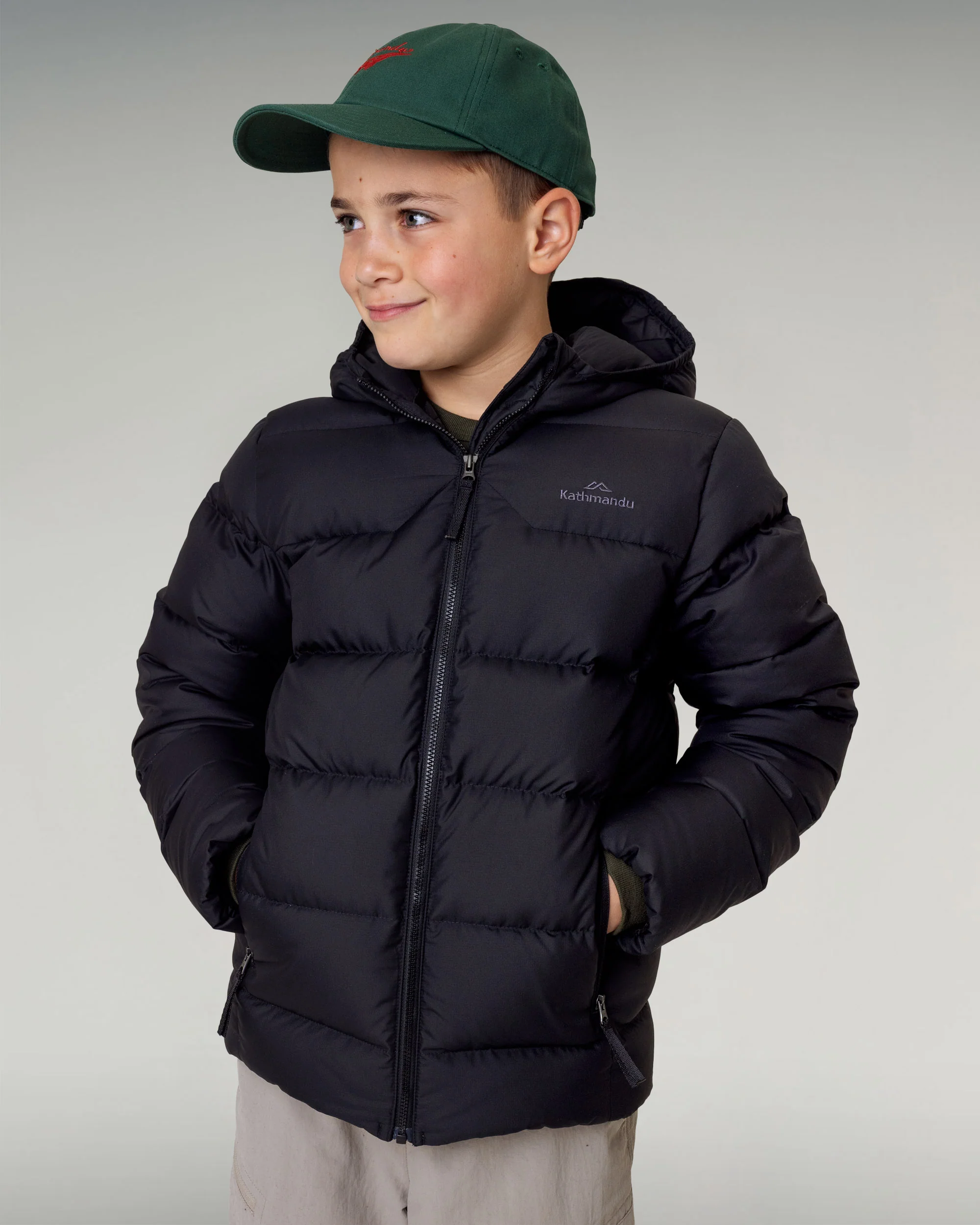 Kids' Epiq Down Hooded Jacket - Black Stingray - Image 2