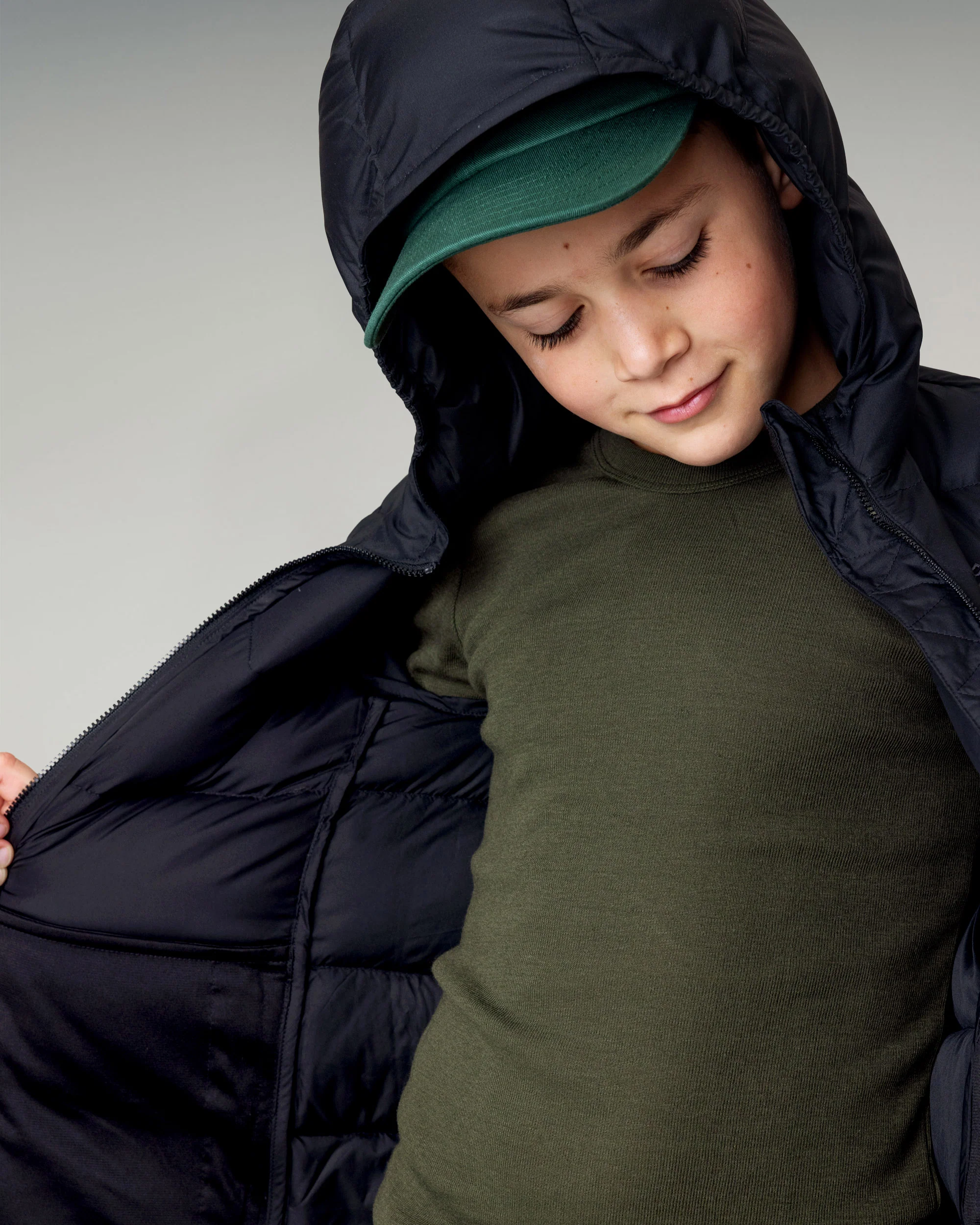 Kids' Epiq Down Hooded Jacket - Black Stingray - Image 7