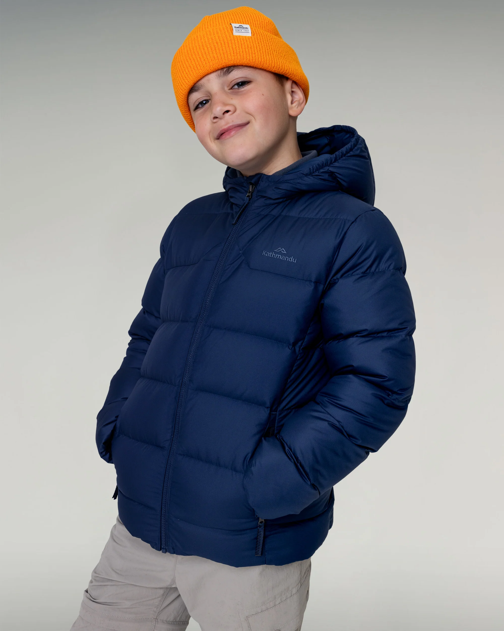 Kids' Epiq Down Hooded Jacket - Classic Navy - Image 2