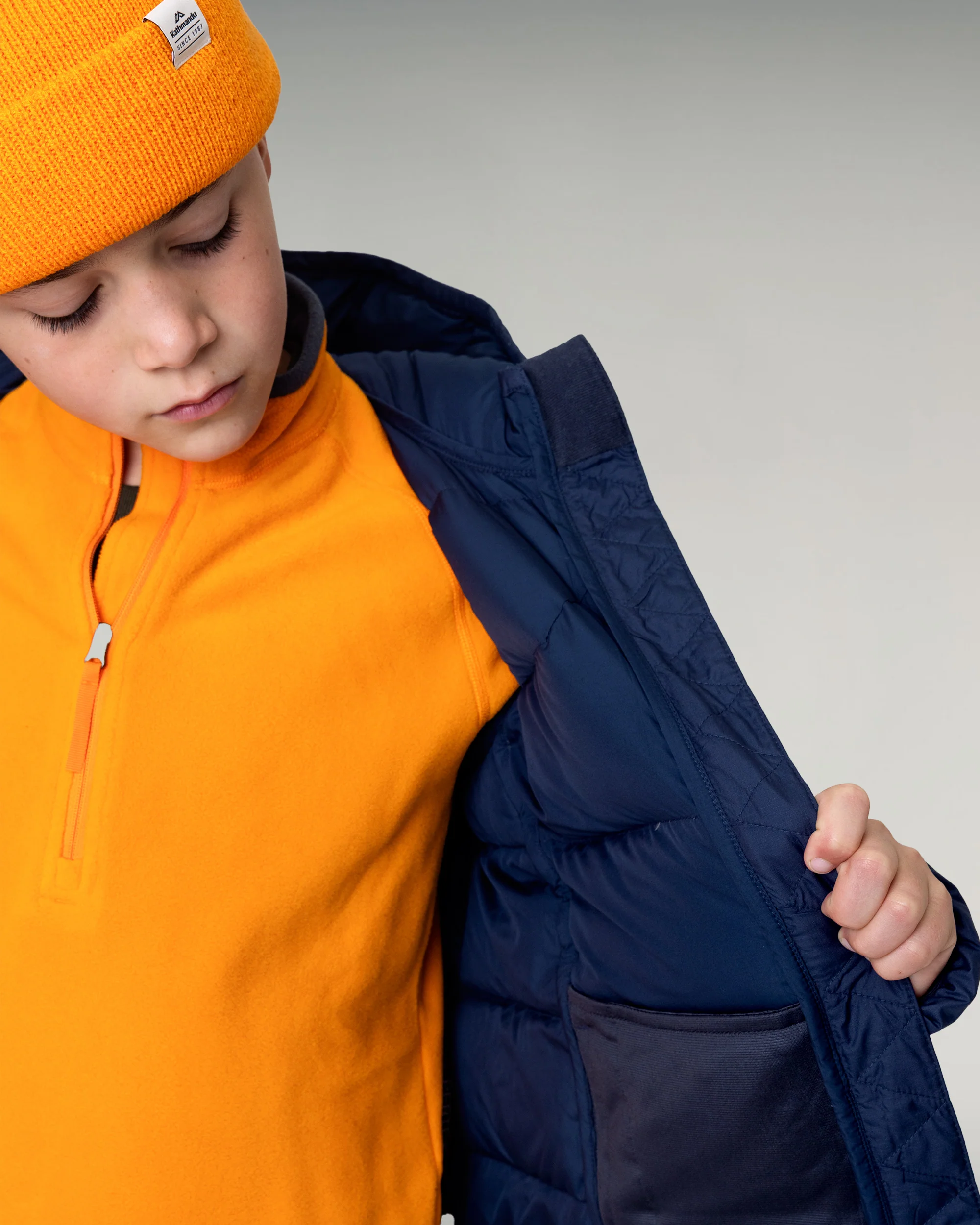 Kids' Epiq Down Hooded Jacket - Classic Navy - Image 7