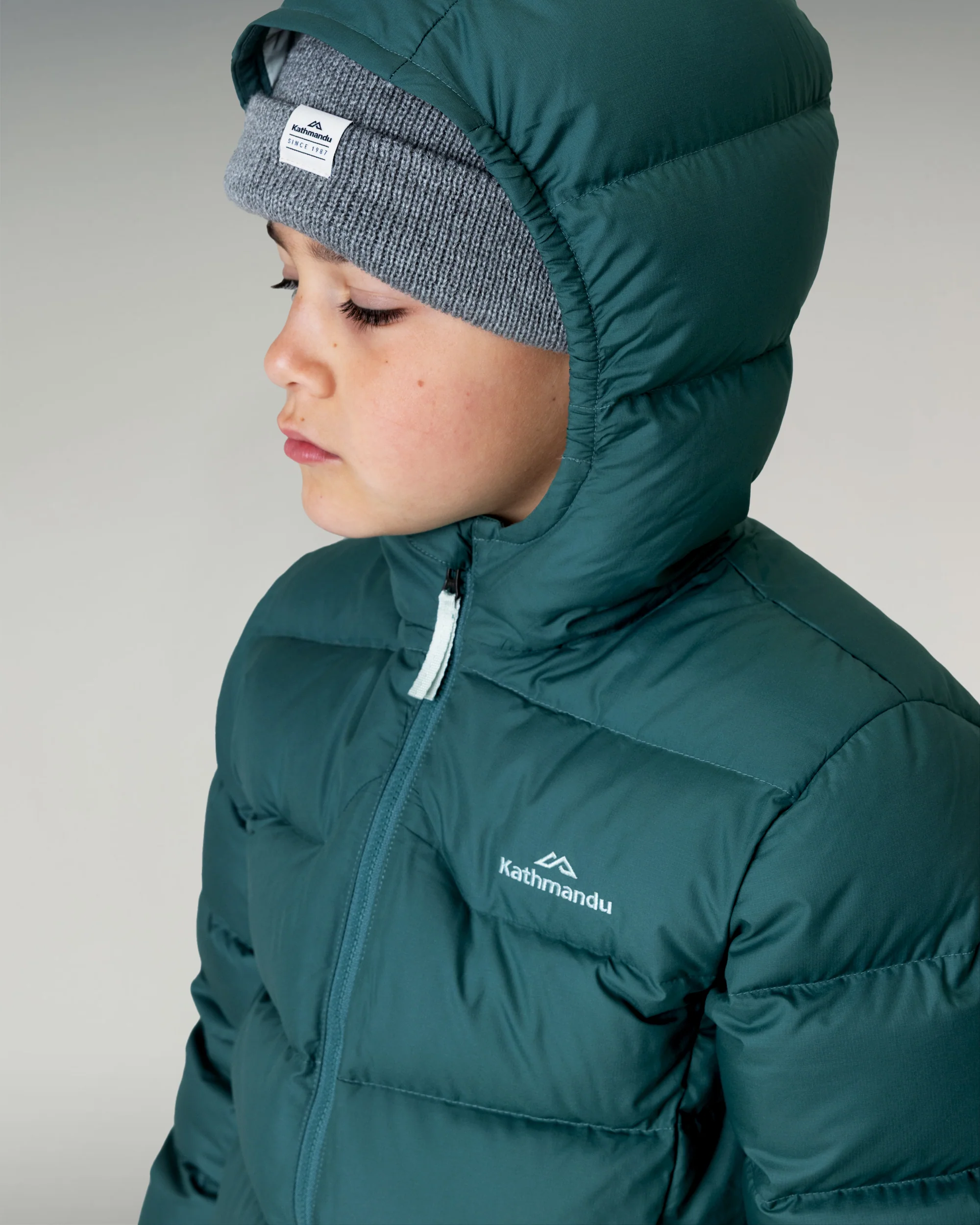 Kids' Epiq Down Hooded Jacket - Light Forest - Image 5