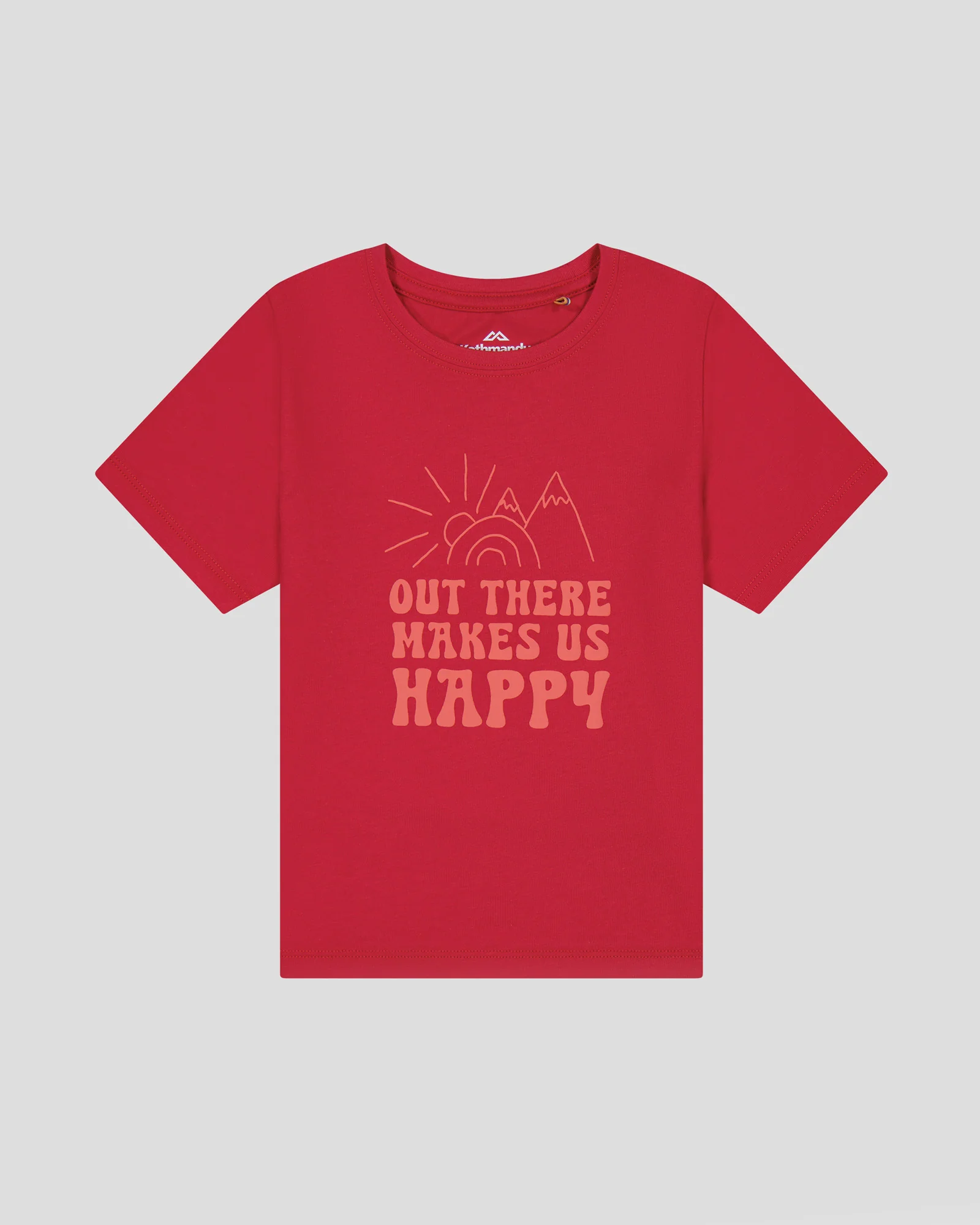 Kids' Happy Organic Cotton T-shirt - Classic Red - Image 5