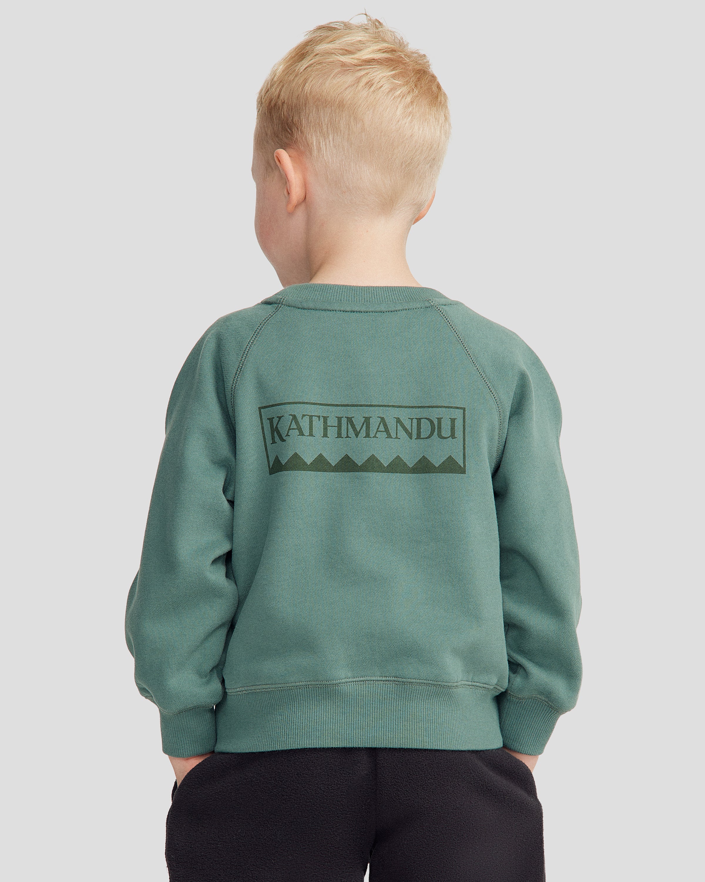 Kids' Heritage Logo Brushed Crew - Light Forest - Image 10