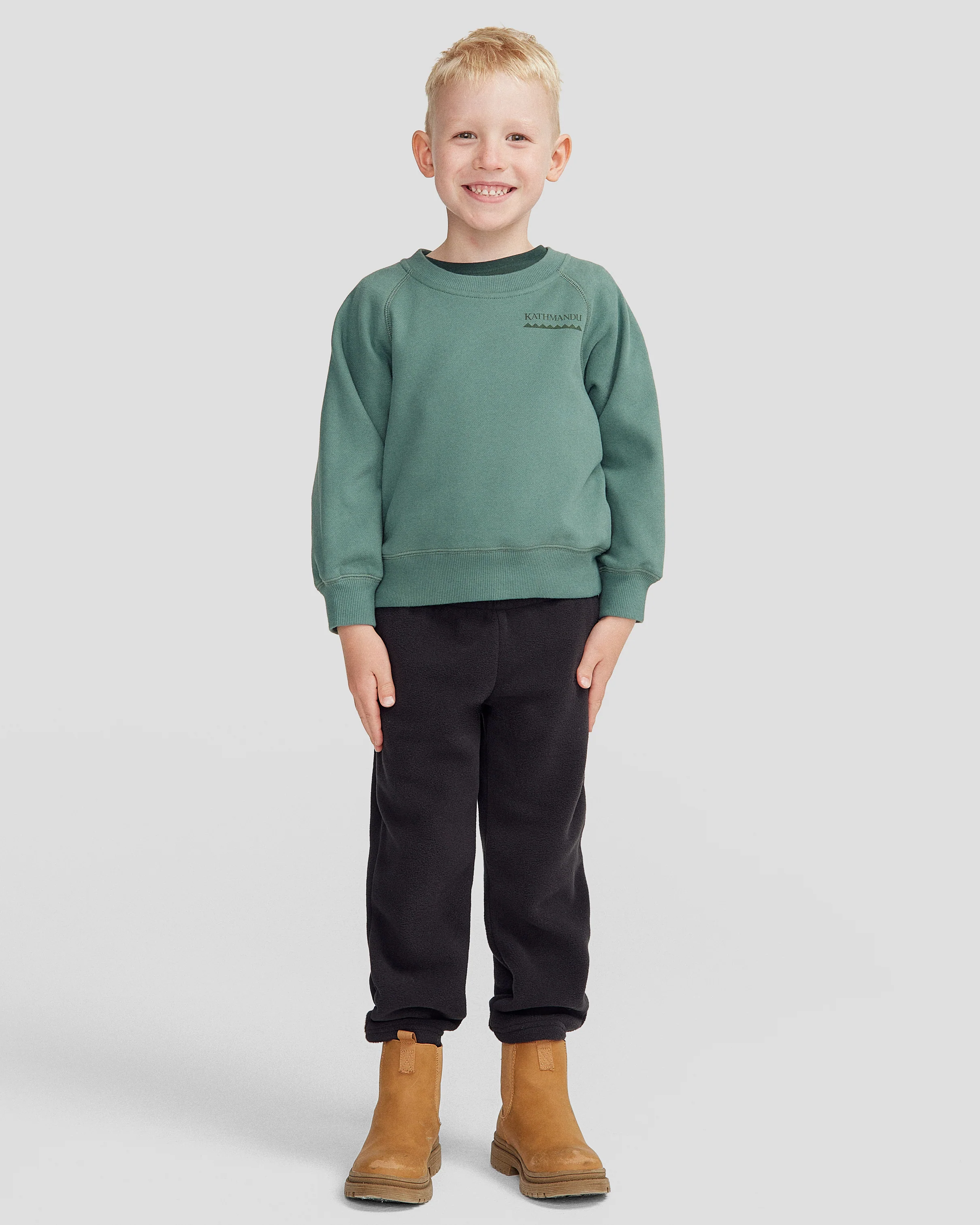 Kids' Heritage Logo Brushed Crew - Light Forest - Image 8