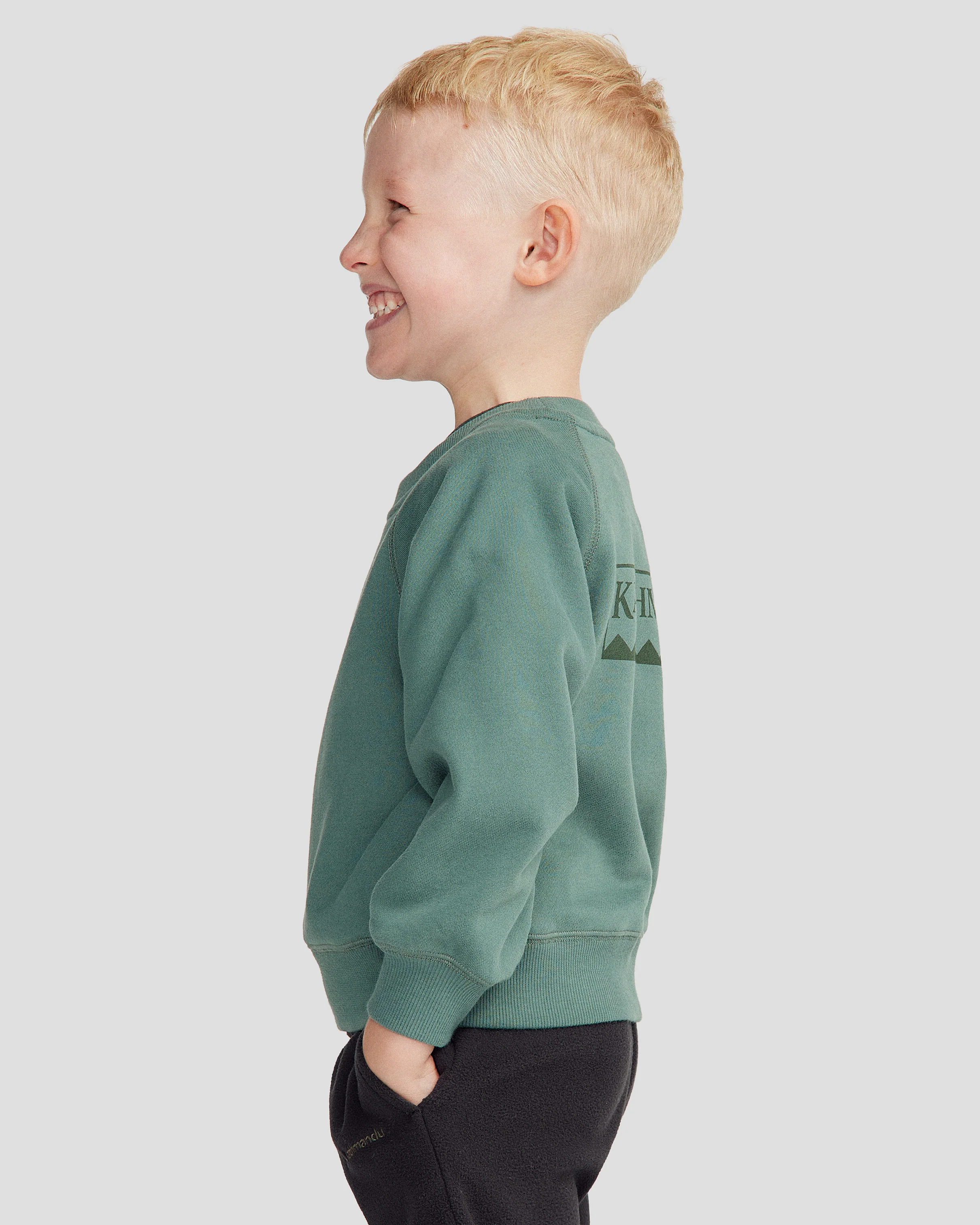 Kids' Heritage Logo Brushed Crew - Light Forest - Image 9