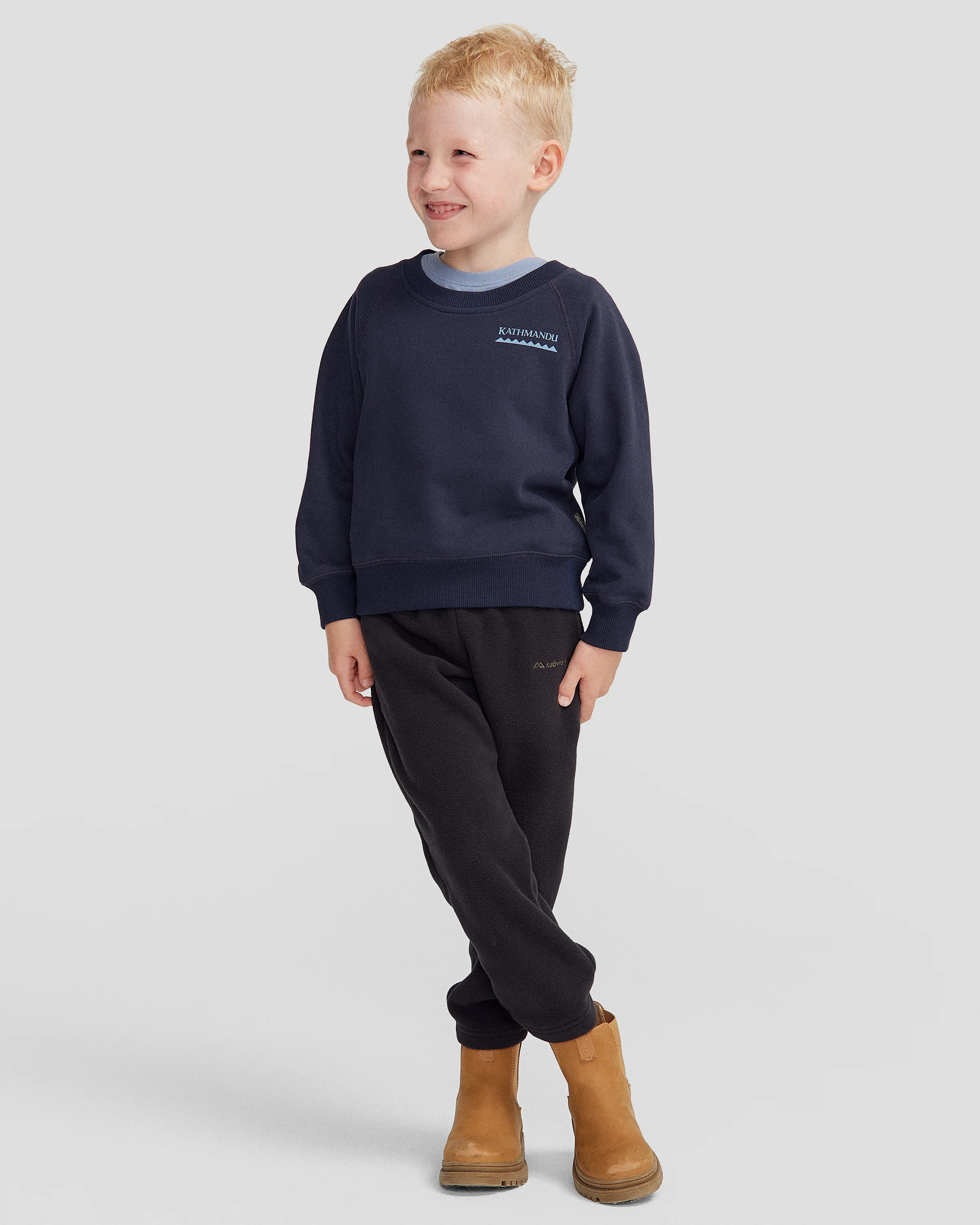 Kids' Heritage Logo Brushed Crew - Pure Navy - Image 2