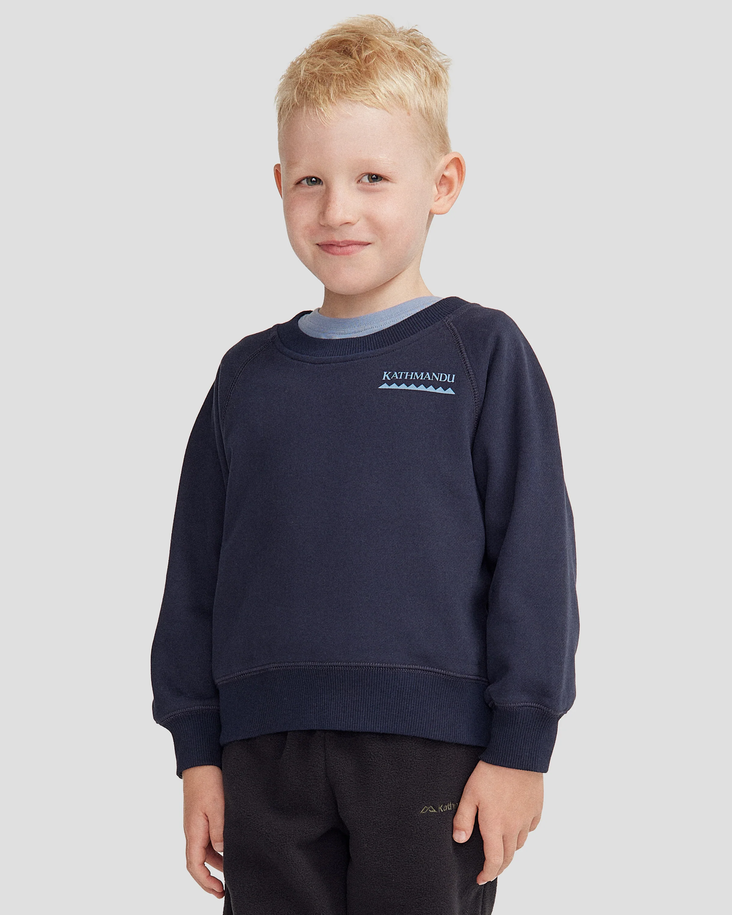 Kids' Heritage Logo Brushed Crew - Pure Navy - Image 7