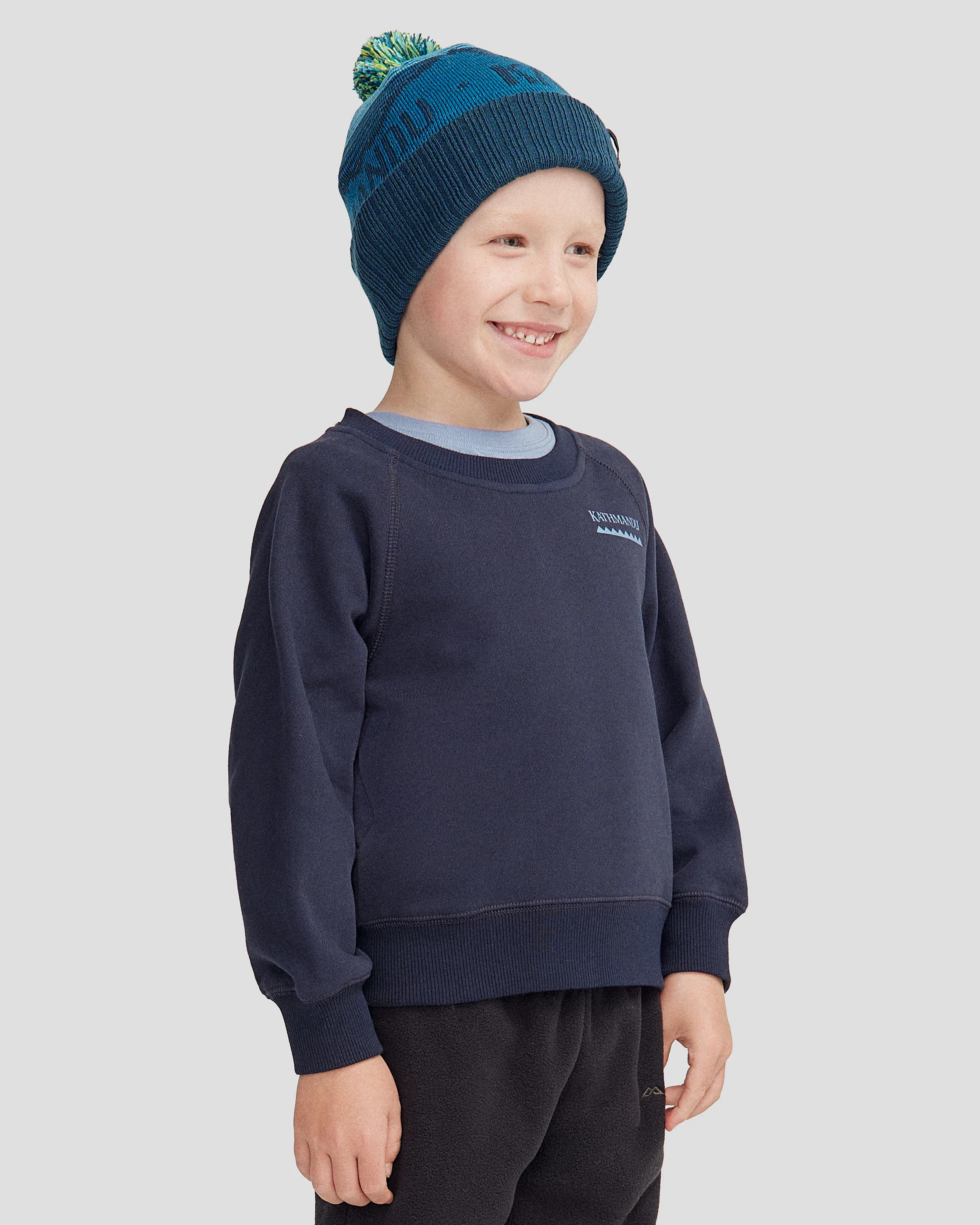 Kids' Heritage Logo Brushed Crew - Pure Navy - Image 9