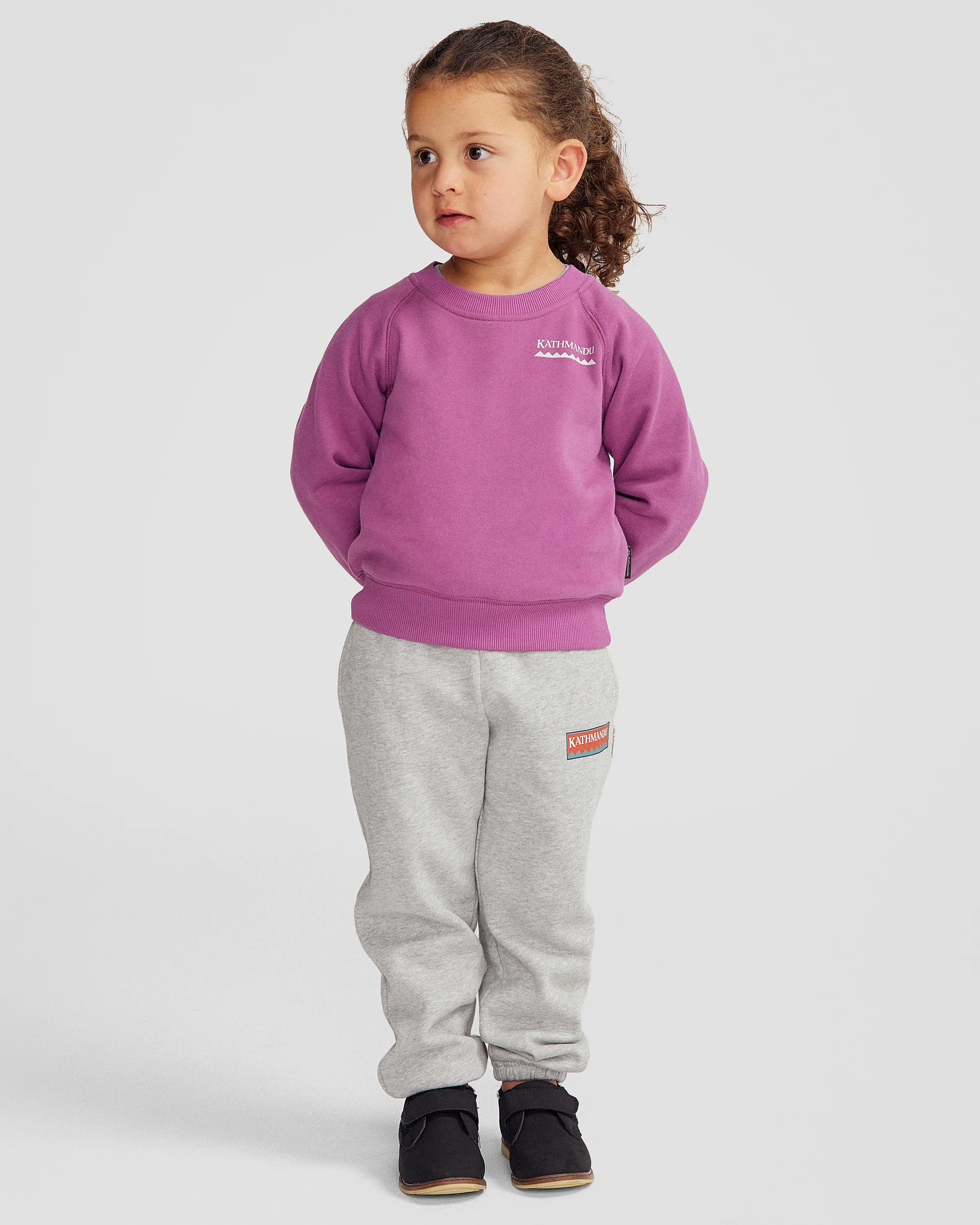 Kids' Heritage Logo Brushed Crew - Washed Berry - Image 2