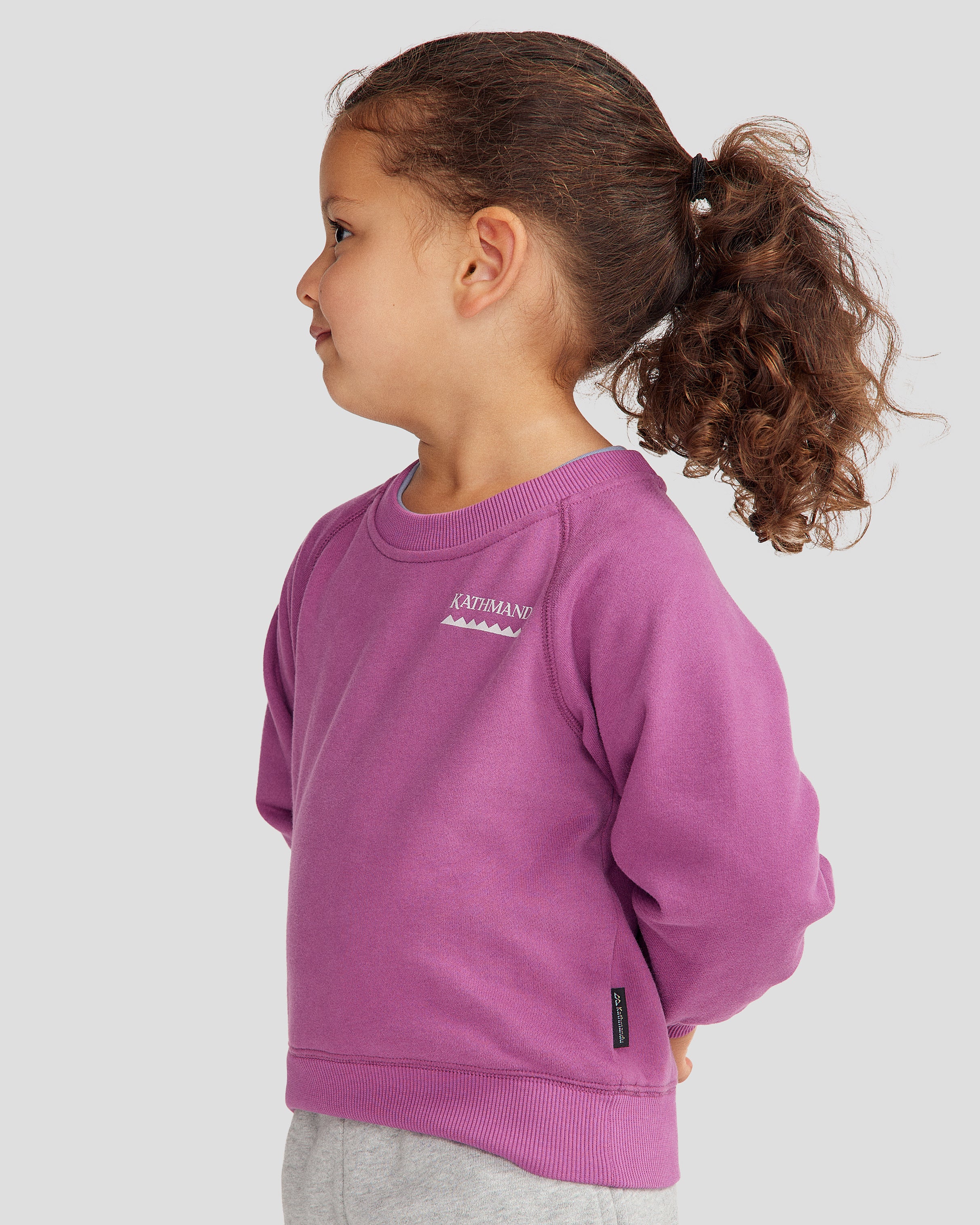 Kids' Heritage Logo Brushed Crew - Washed Berry - Image 3