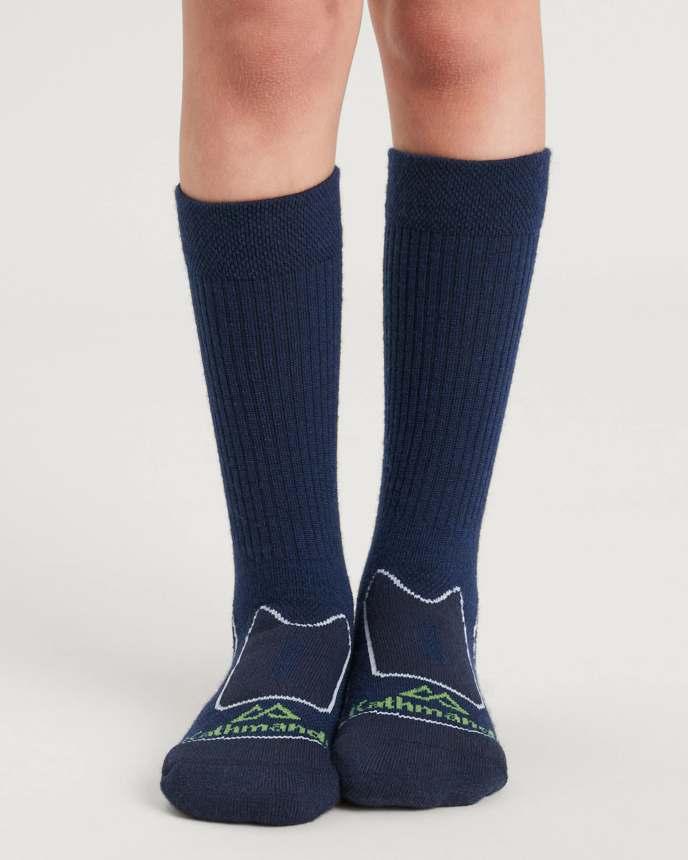 Kids' NuYarn Ergonomic Hiking Socks - Midnight Navy - Image 4