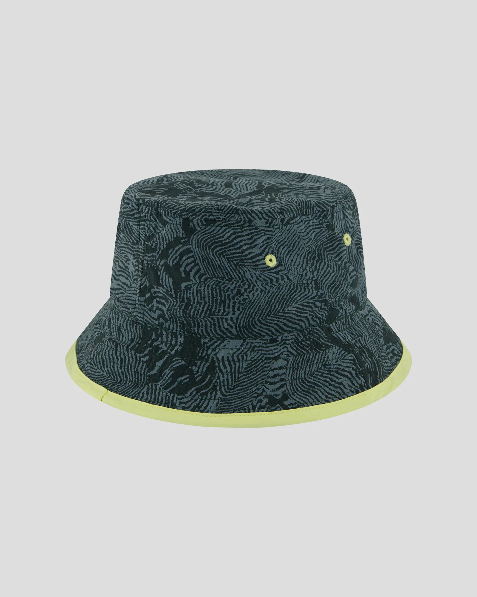 Kids’ Reversible Bucket Hat - Zing/Forest Nature Lines Print - Image 2