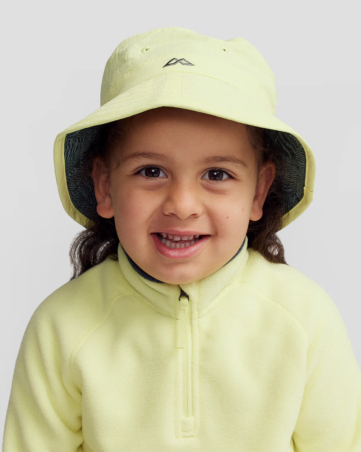 Kids’ Reversible Bucket Hat - Zing/Forest Nature Lines Print - Image 3