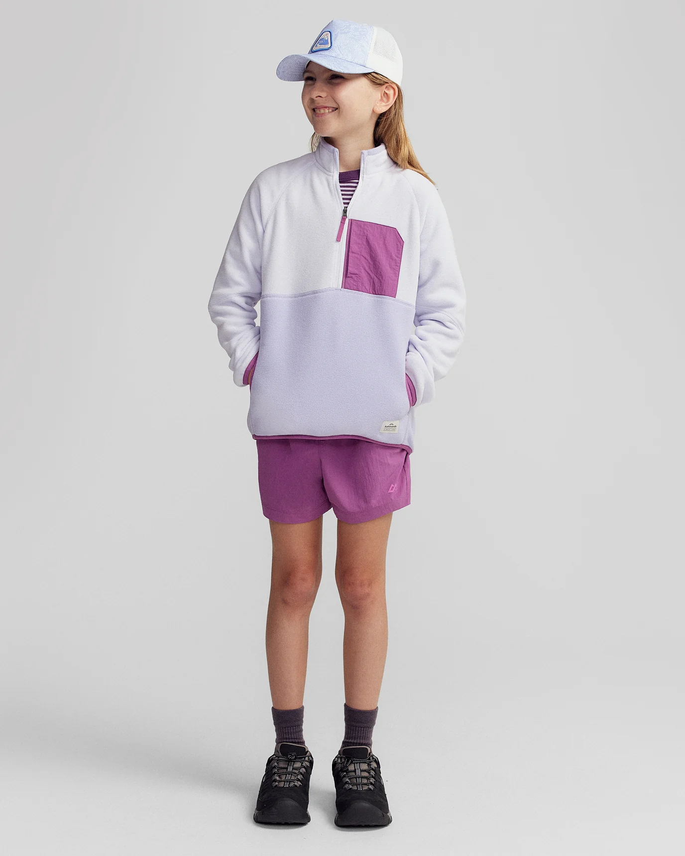 Kids’ Trailhead Fleece Lightweight Pullover - Bright Lilac - Image 2