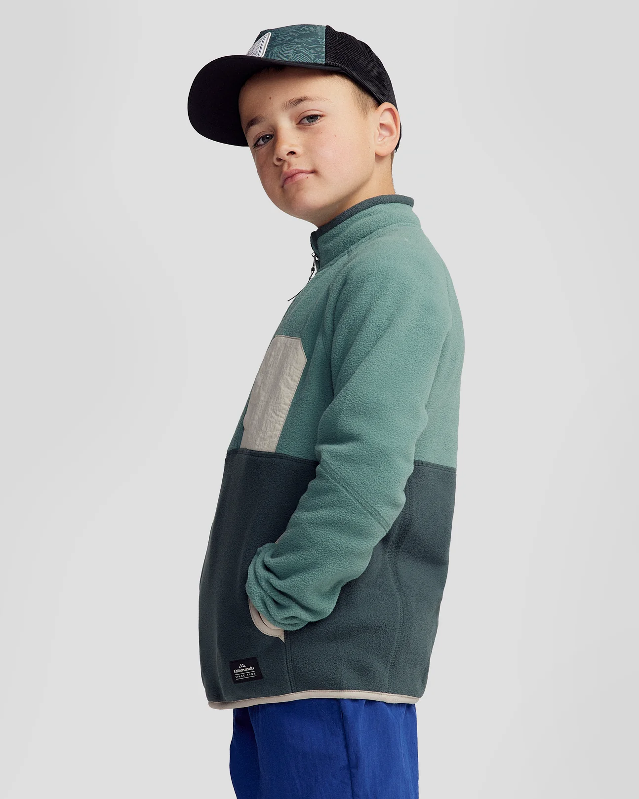 Kids’ Trailhead Fleece Lightweight Pullover - Light Forest - Image 3