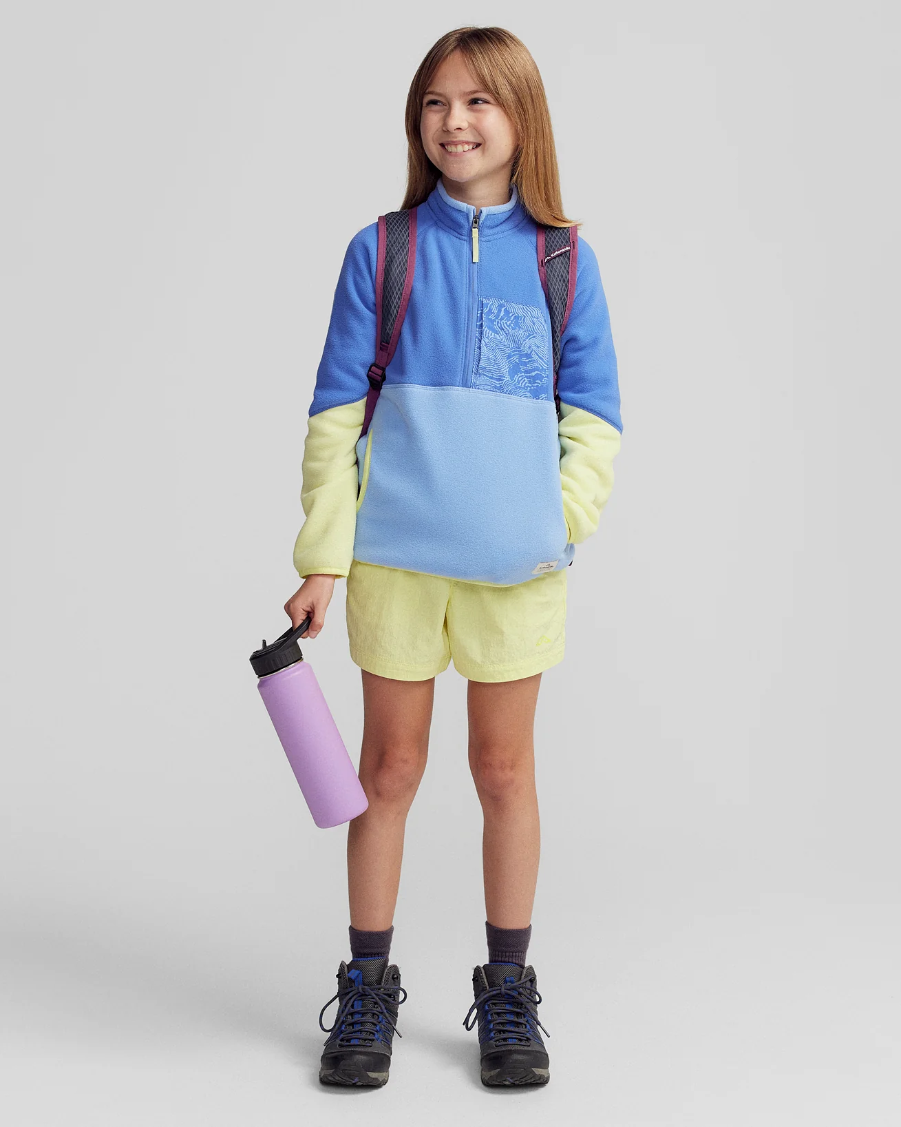 Kids’ Trailhead Fleece Lightweight Pullover - Peri/Zing - Image 2