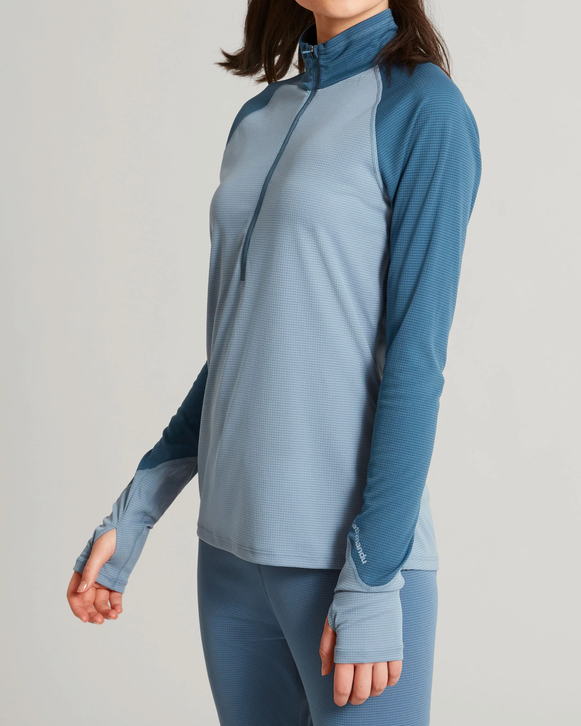 KMDAction Women's Long Sleeve Quarter Zip Top - Moonlight/Bluehaze - Image 3