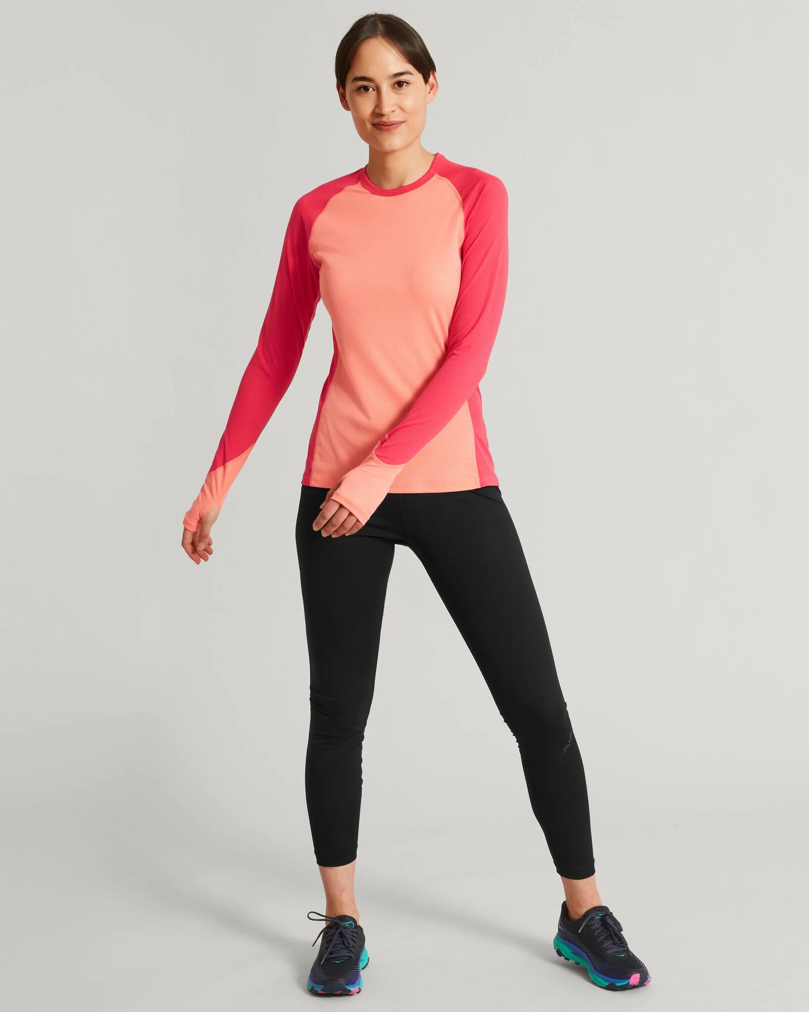 KMDAction Women's Long Sleeve Top - Deep Coral/Blush Pink - Image 2