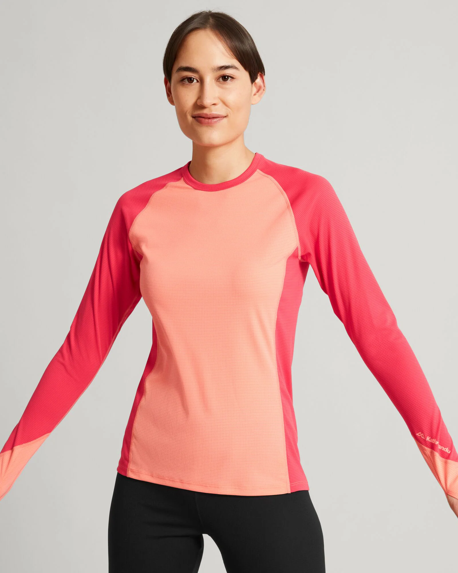KMDAction Women's Long Sleeve Top - Deep Coral/Blush Pink - Image 3