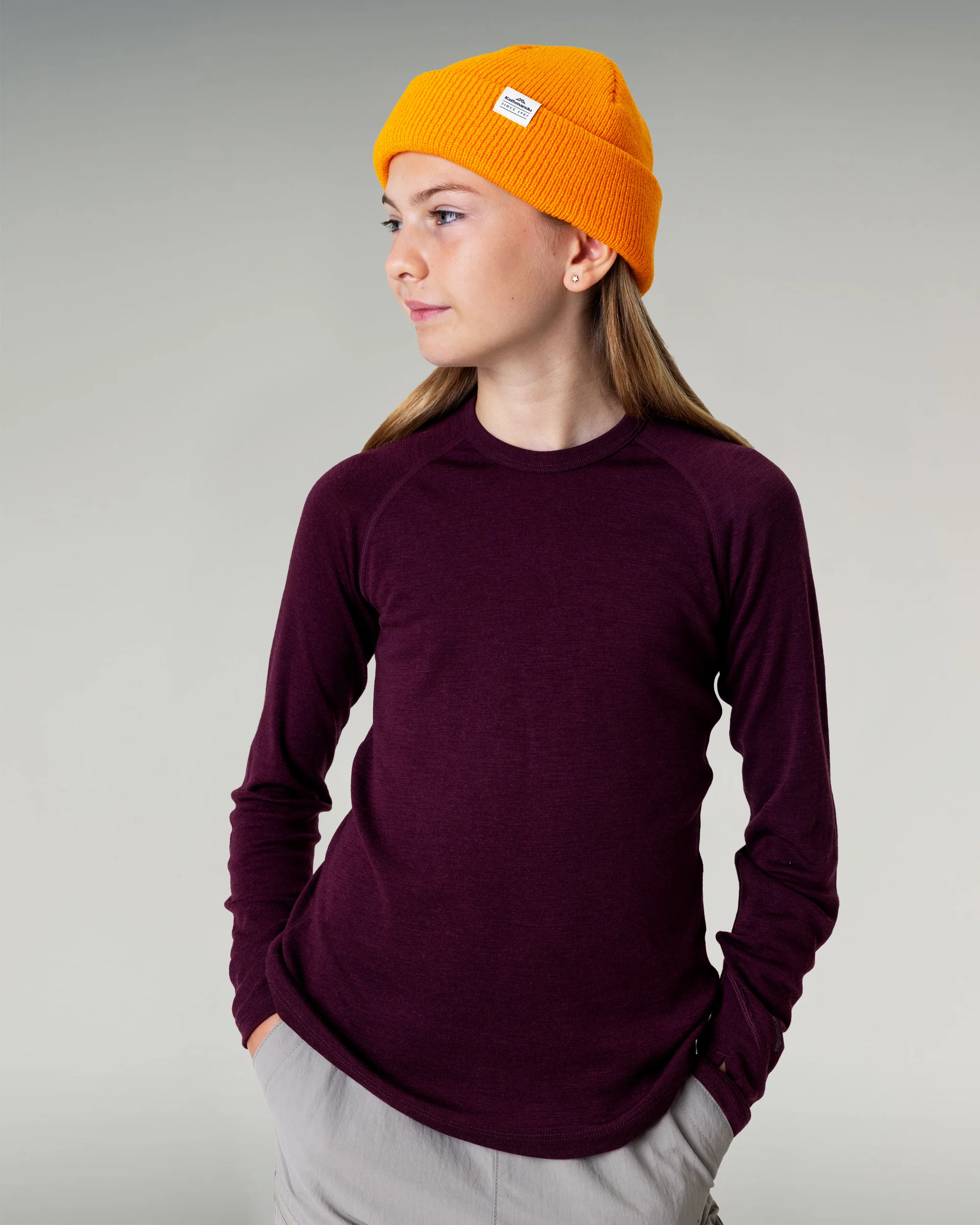 Kids' KMDMerino Baselayer Long Sleeve Top - Mulberry - Image 2