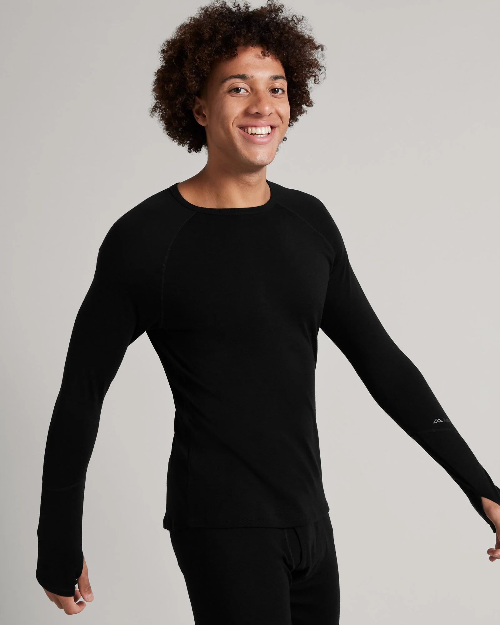 Men's KMDMerino Baselayer Long Sleeve Top - Black - Image 3