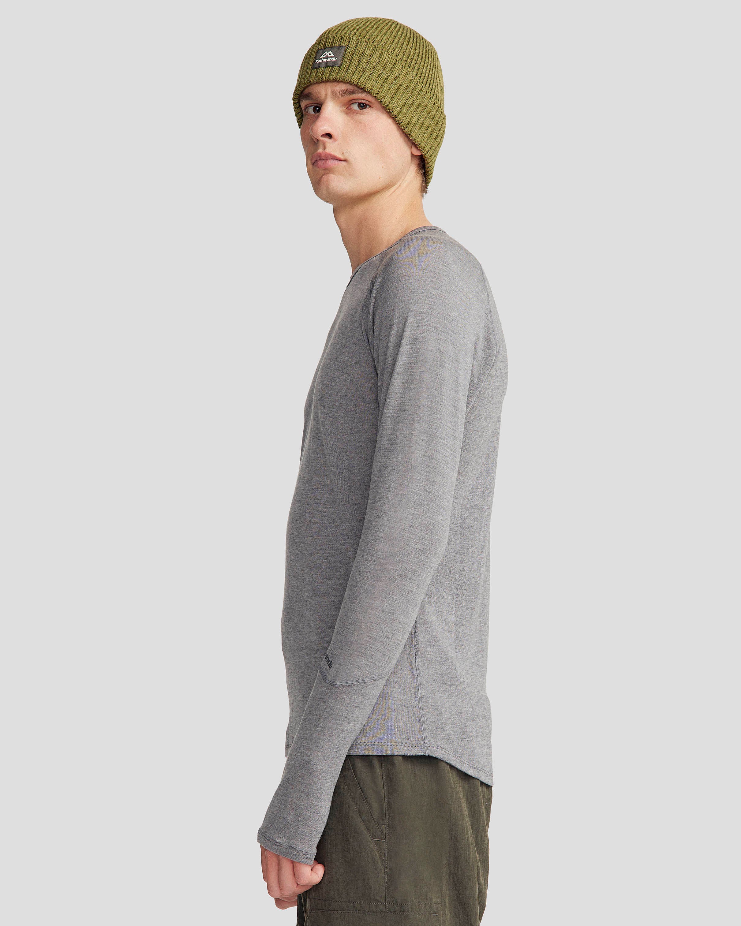 Men's KMDMerino Baselayer Long Sleeve Top - Grey Marle - Image 3