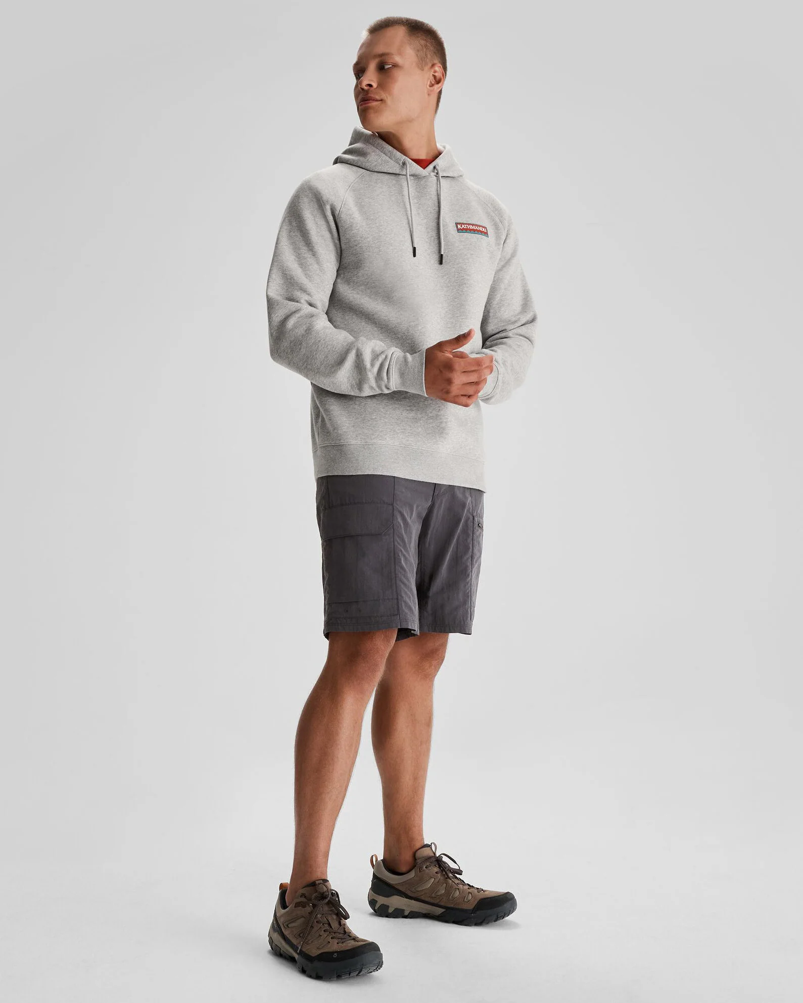 Men's Kathmandu Heritage Logo Slouchy Hoodie - Light Grey Marle - Image 2