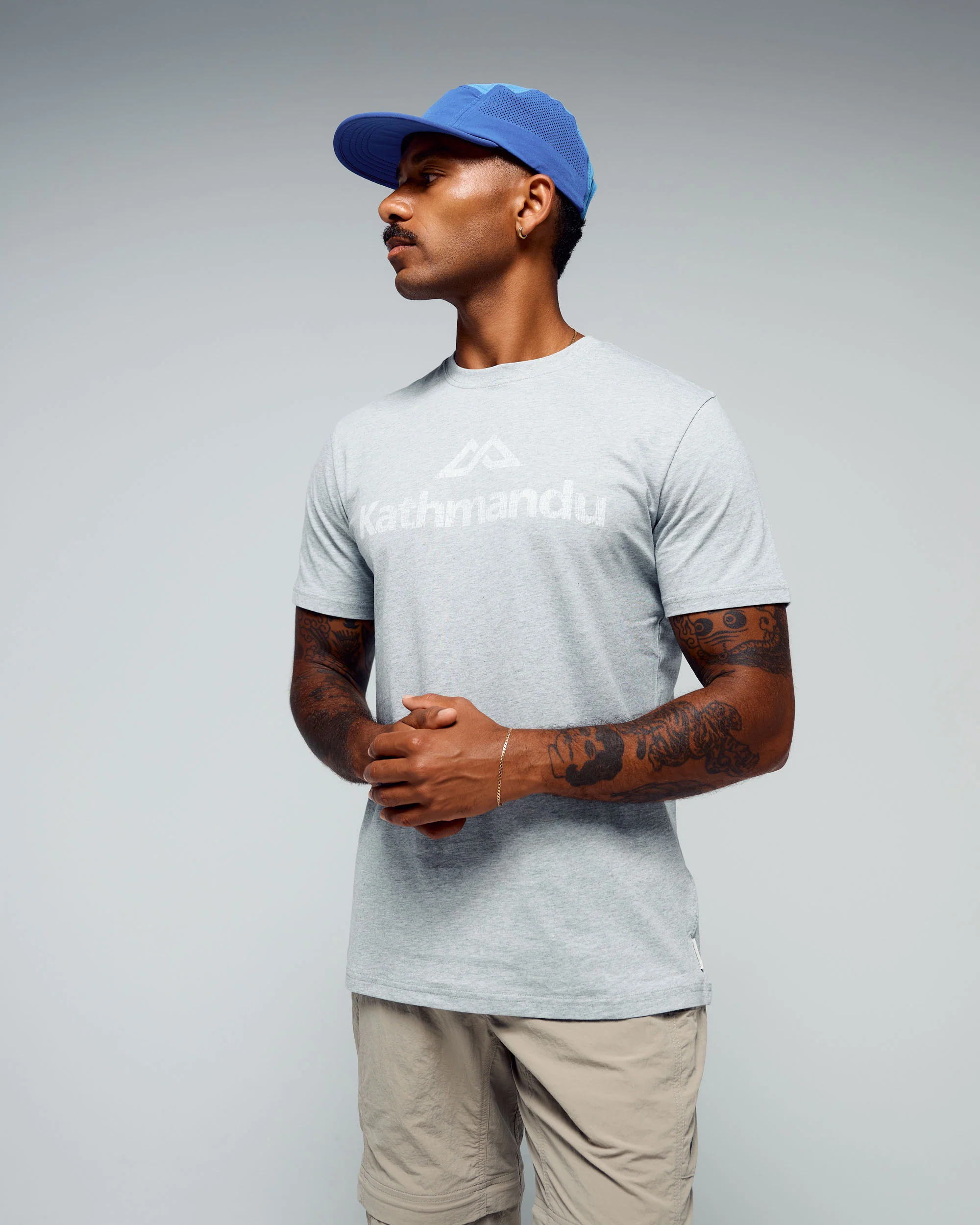 Men's Logo Organic Cotton T-shirt - Light Grey Marle - Image 2