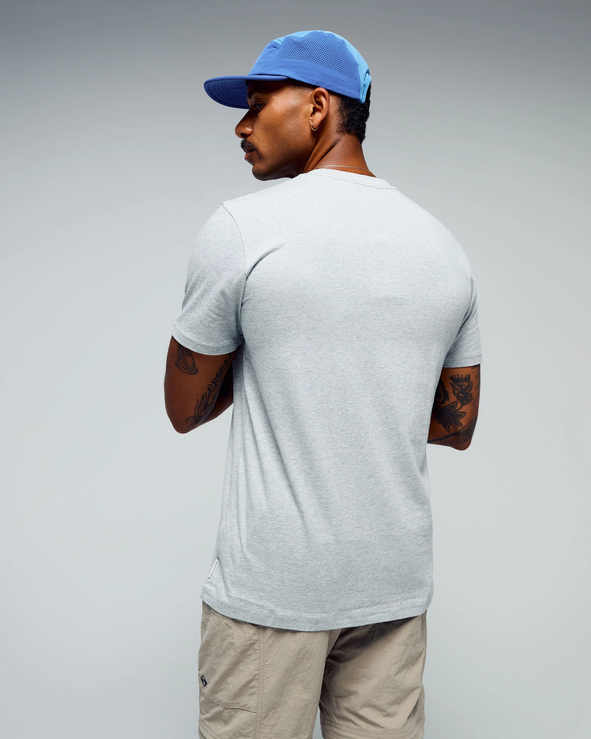 Men's Logo Organic Cotton T-shirt - Light Grey Marle - Image 3