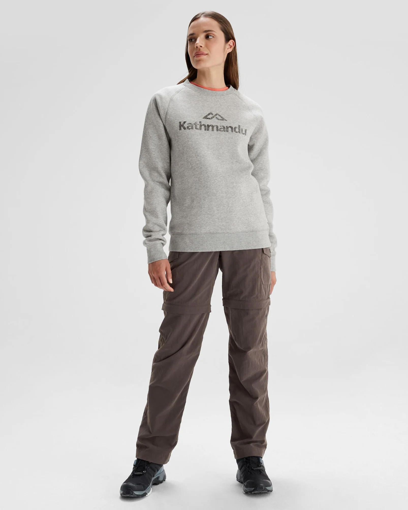 Women's Kathmandu Logo Crew Sweater - Light Grey Marle - Image 2