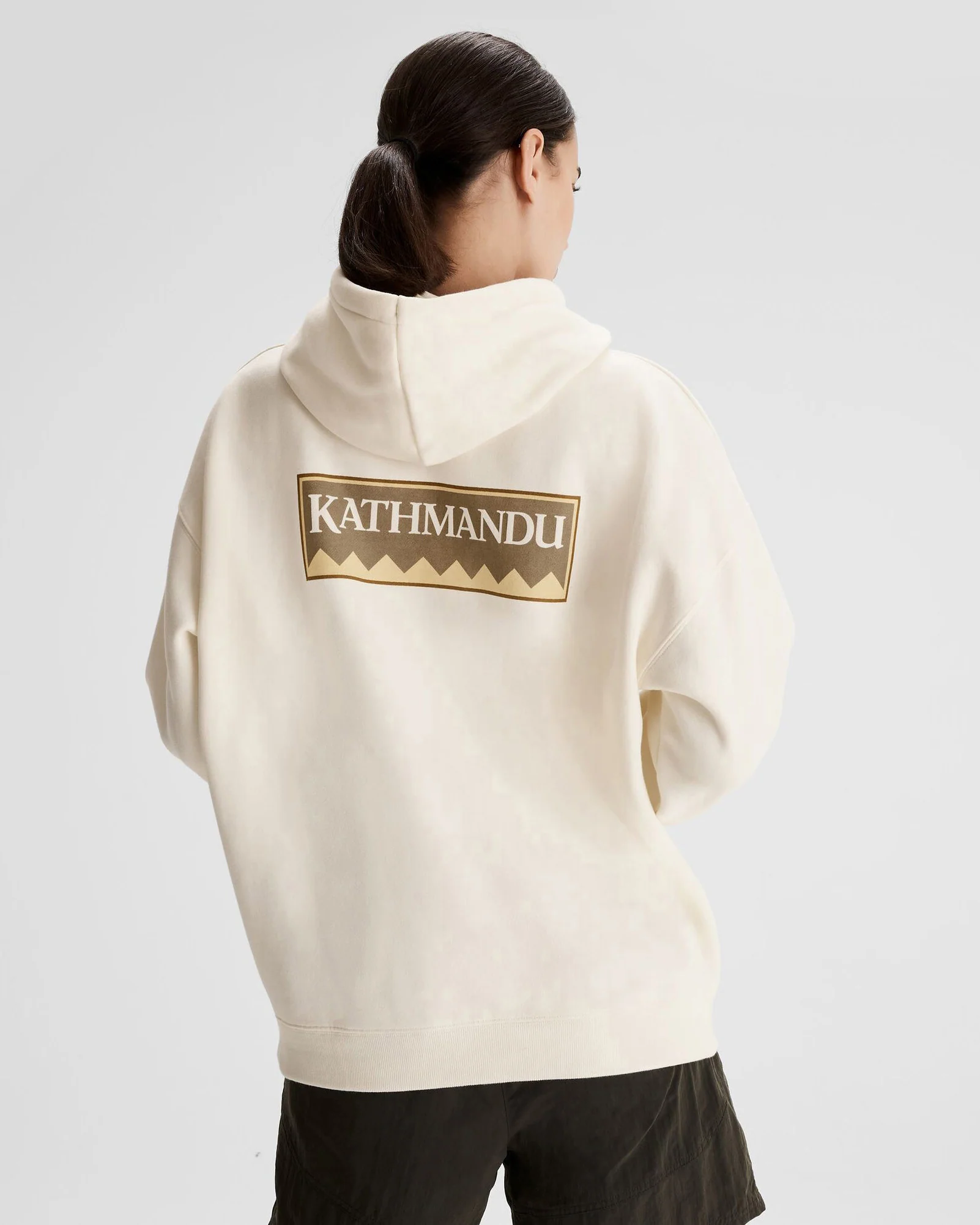 Women's Kathmandu Heritage Logo Slouchy Hoodie - Bone - Image 3