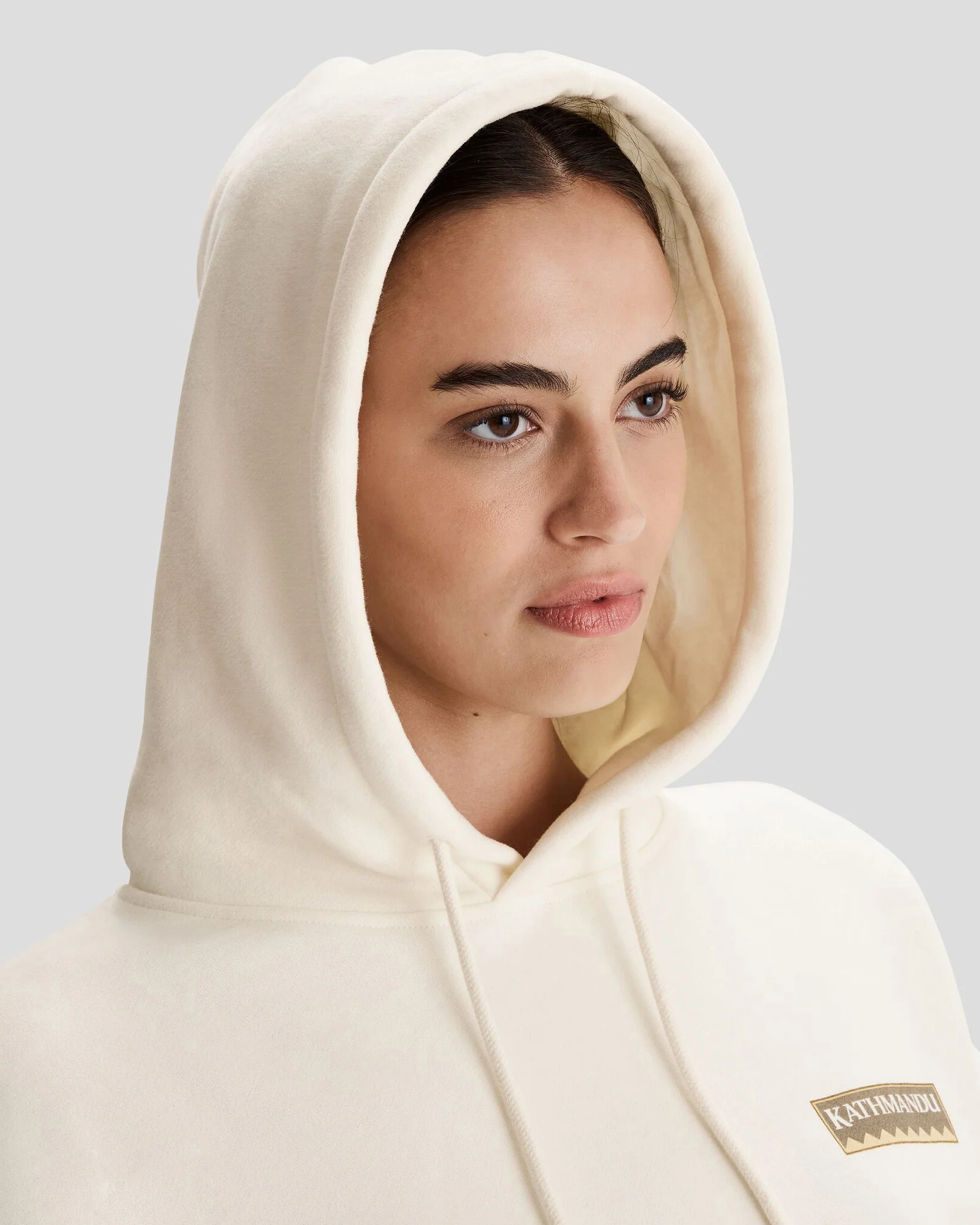Women's Kathmandu Heritage Logo Slouchy Hoodie - Bone - Image 4