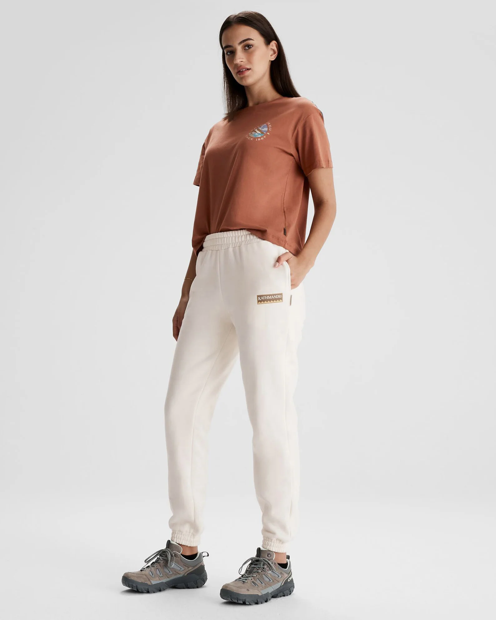 Women's Logo Slouchy BB Joggers - Bone - Image 2