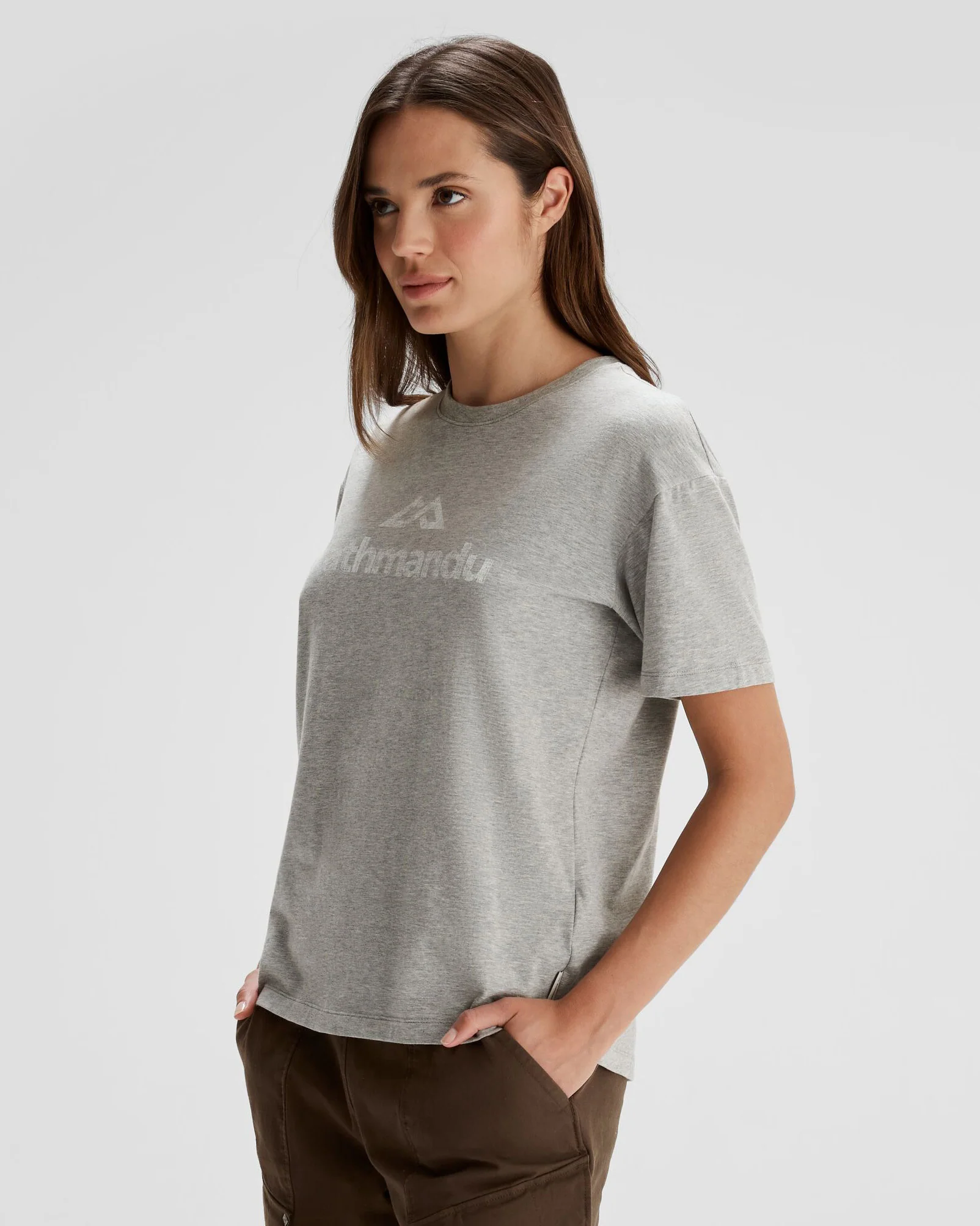 Women's Logo Organic Cotton T-shirt - Light Grey Marle - Image 2