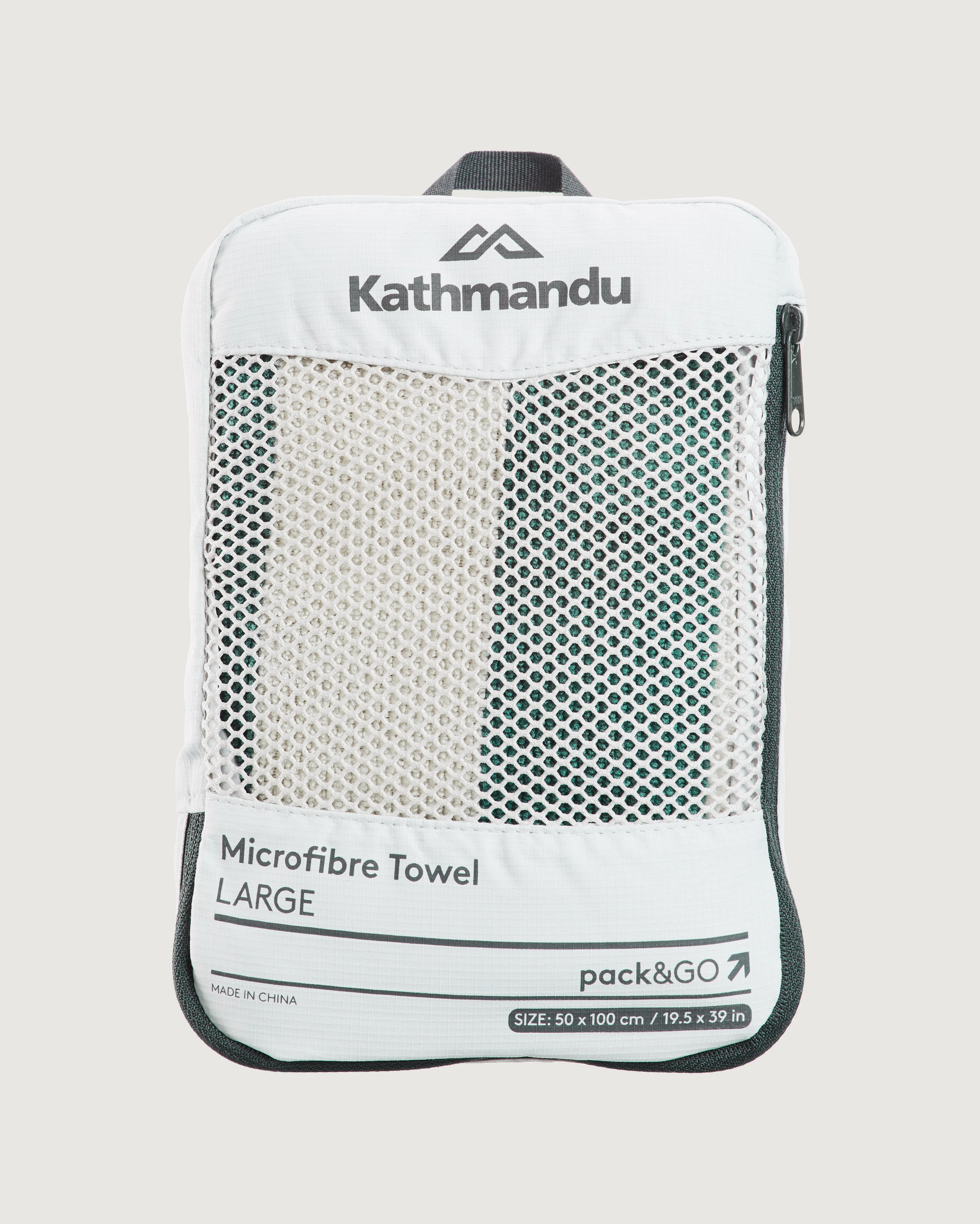 Microfibre Towel Large - Silver Grey/Dark Spruce Stripe - Image 2