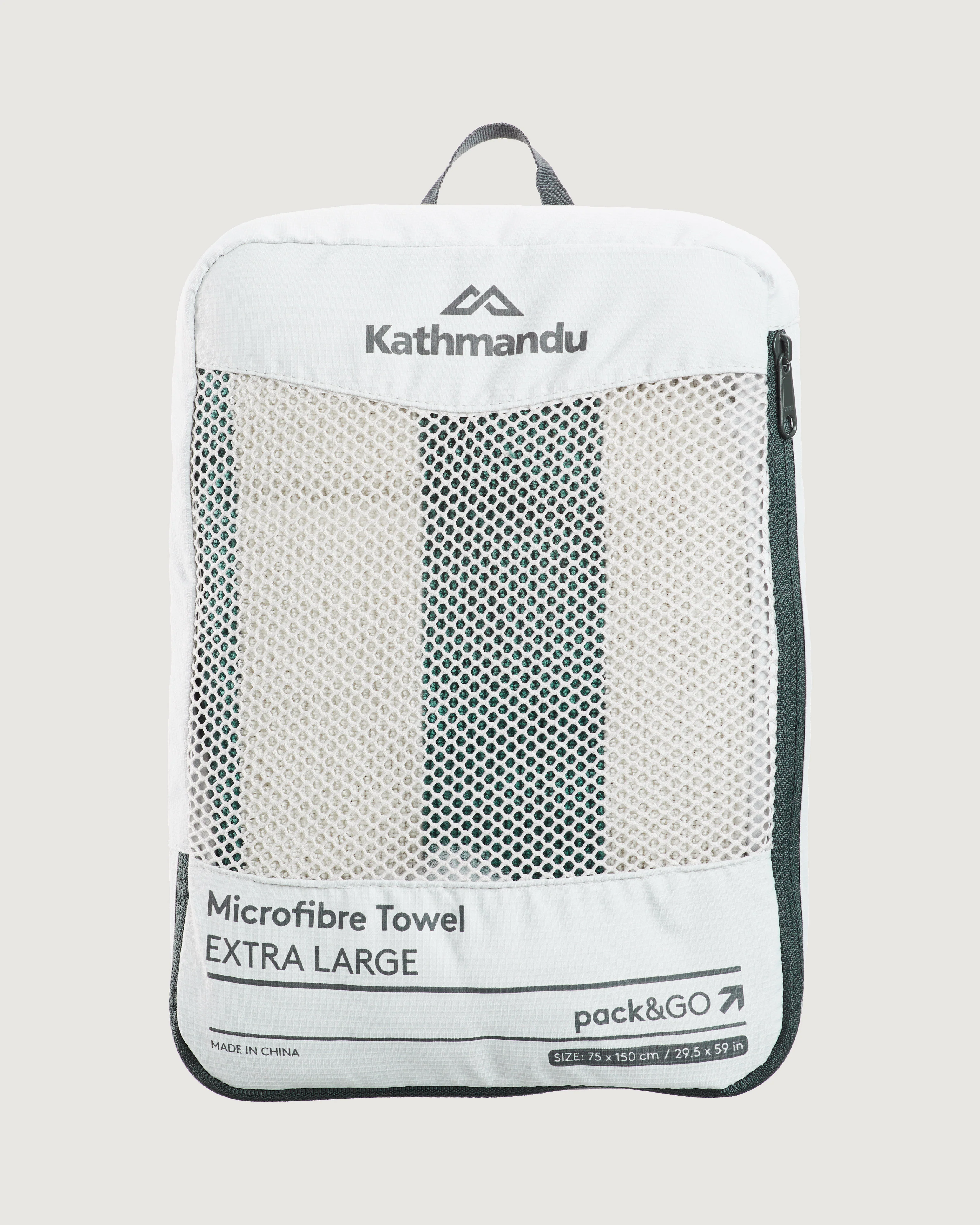 Microfibre Towel Extra Large - Silver Grey/Dark Spruce Stripe - Image 2