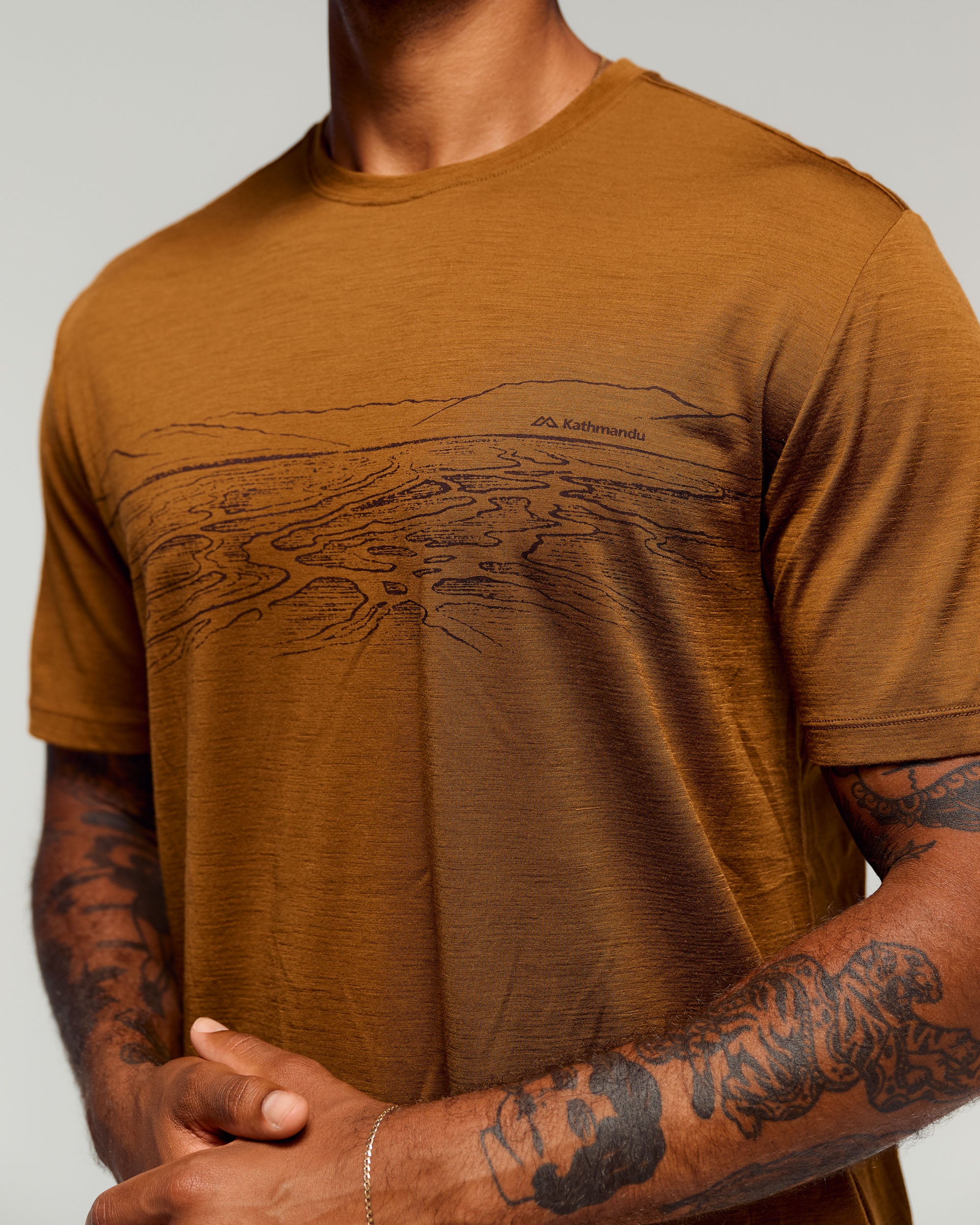 Men's 100% Merino Graphic T-Shirt -  Bark - Image 2