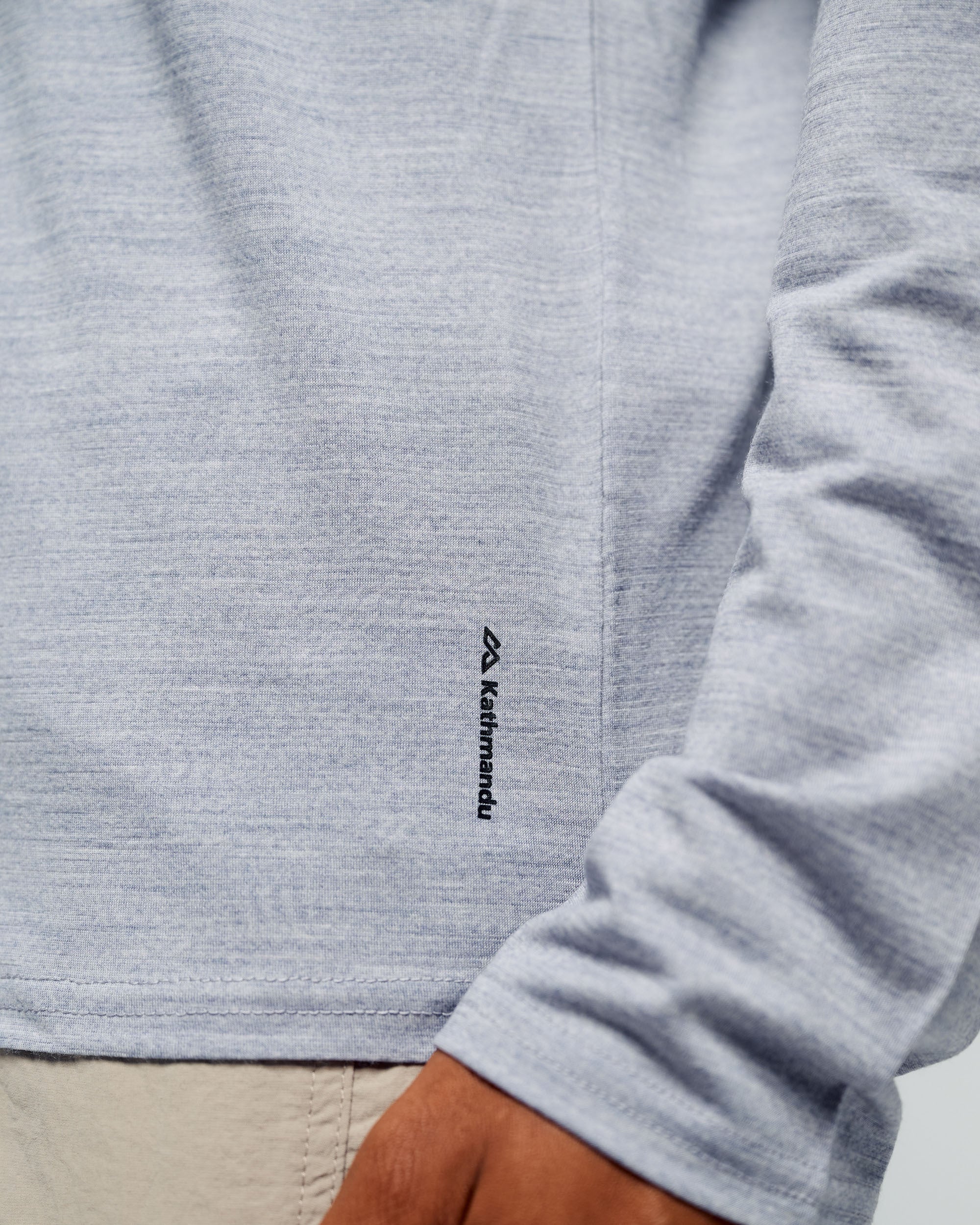 Men's 100% Merino Long Sleeve Crew Top - Mid Grey Marle - Image 4