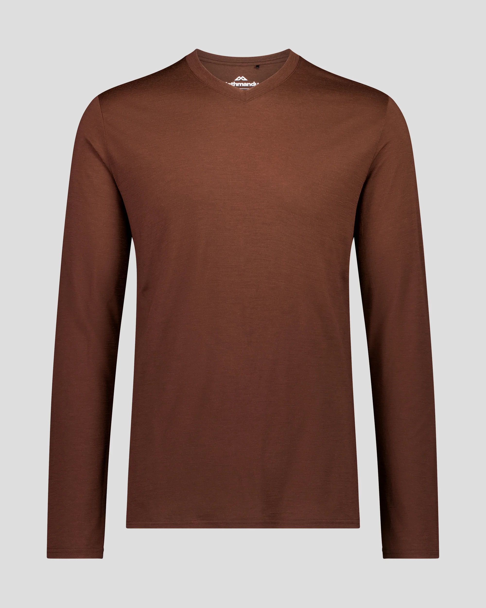 Men's 100% Merino Long Sleeve V-Top -  Cocoa - Image 4