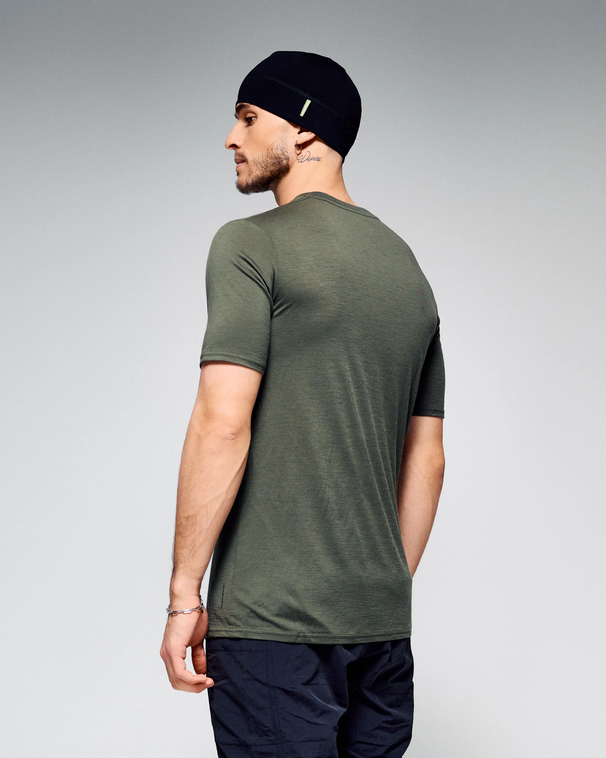 Men's 100% Merino Crew Top - Light Moss - Image 2