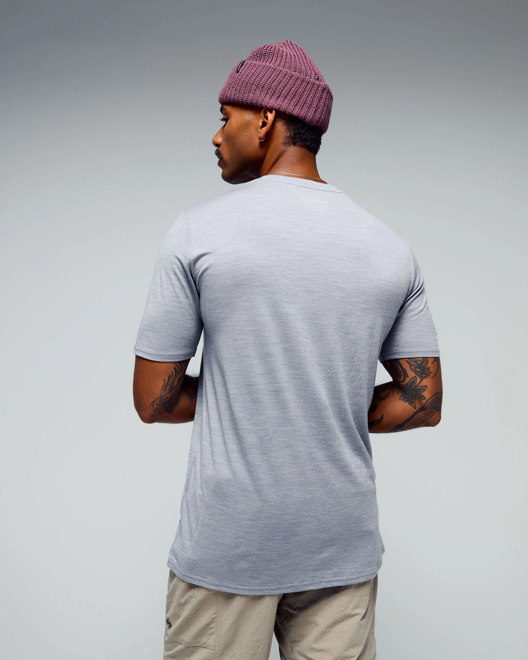 Men's 100% Merino T-shirt - Mid Grey Marle - Image 3