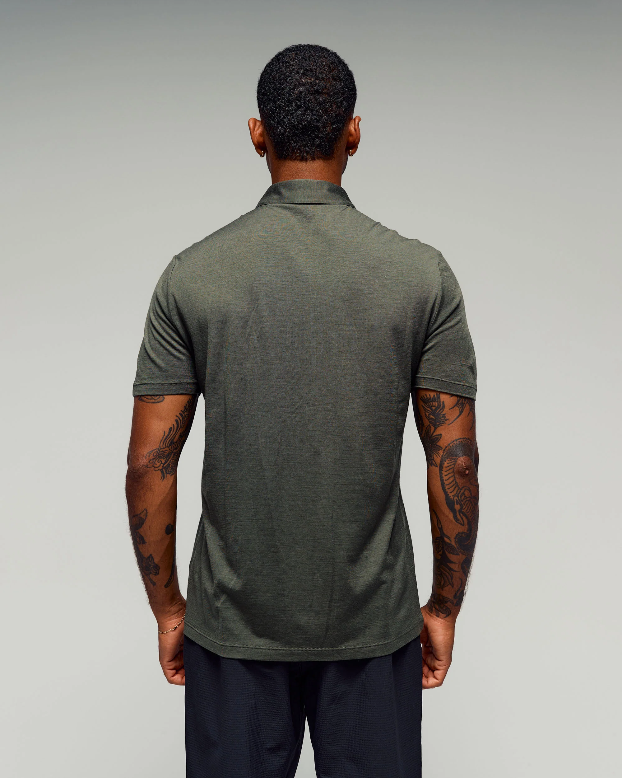 Men's 100% Merino Polo -  Light Moss - Image 4