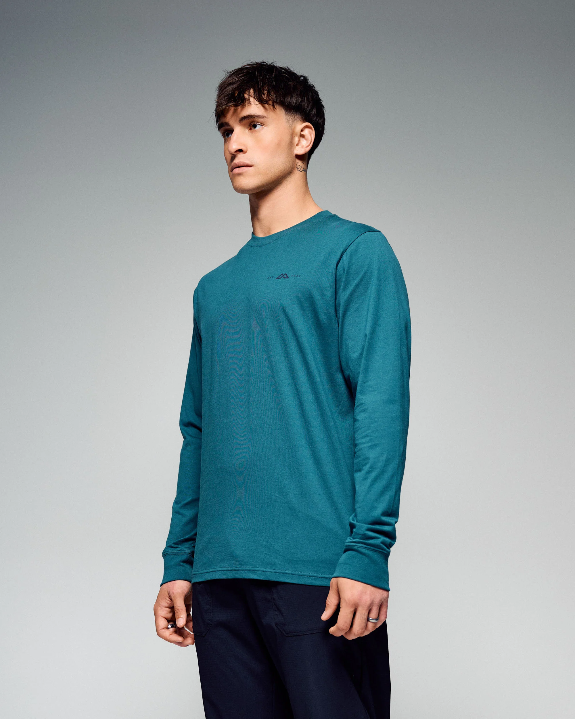Men's 1987 Organic Cotton Long Sleeve Tee -  Ocean - Image 3