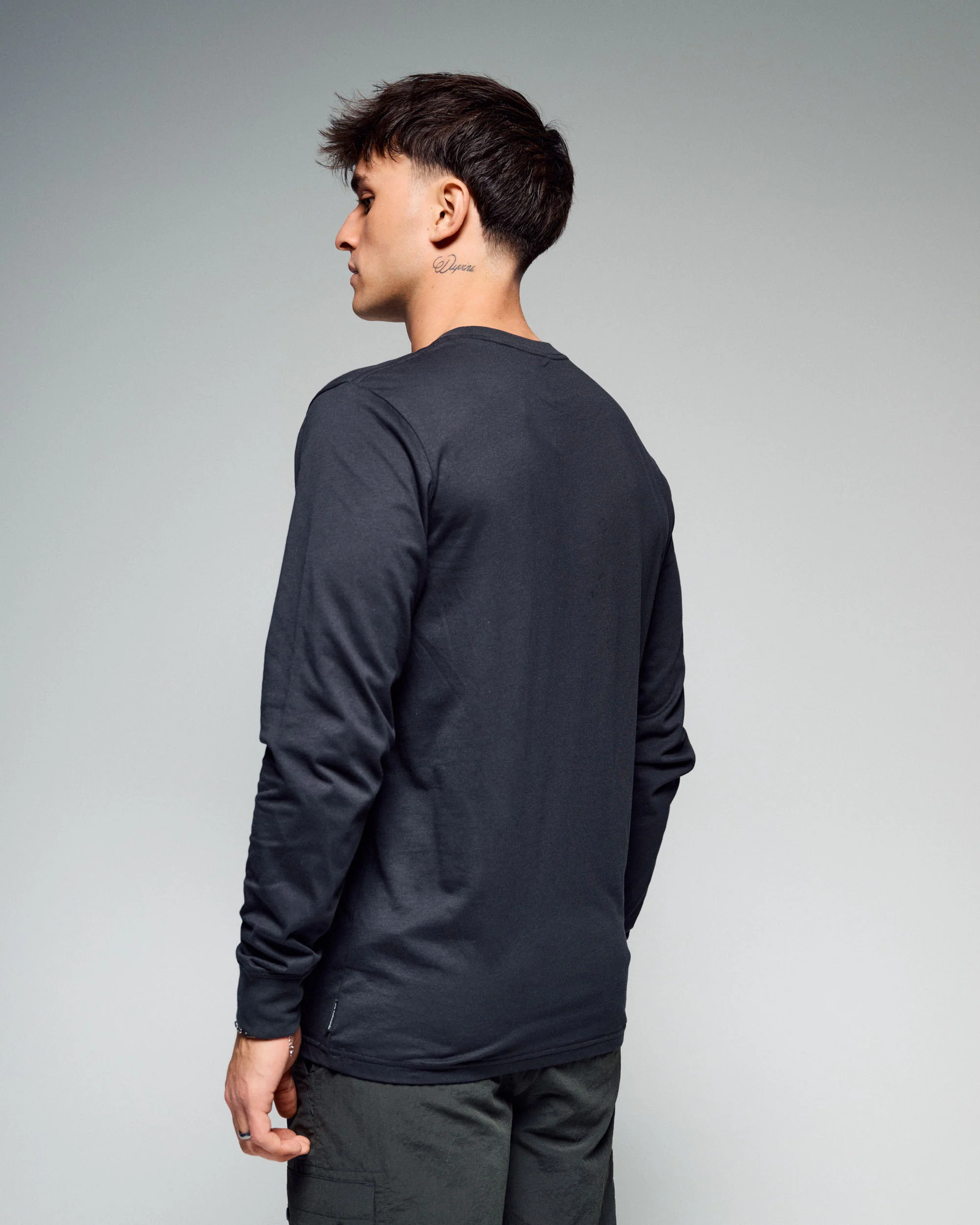 Men's 1987 Organic Cotton Long Sleeve Tee -  Washed Black - Image 3