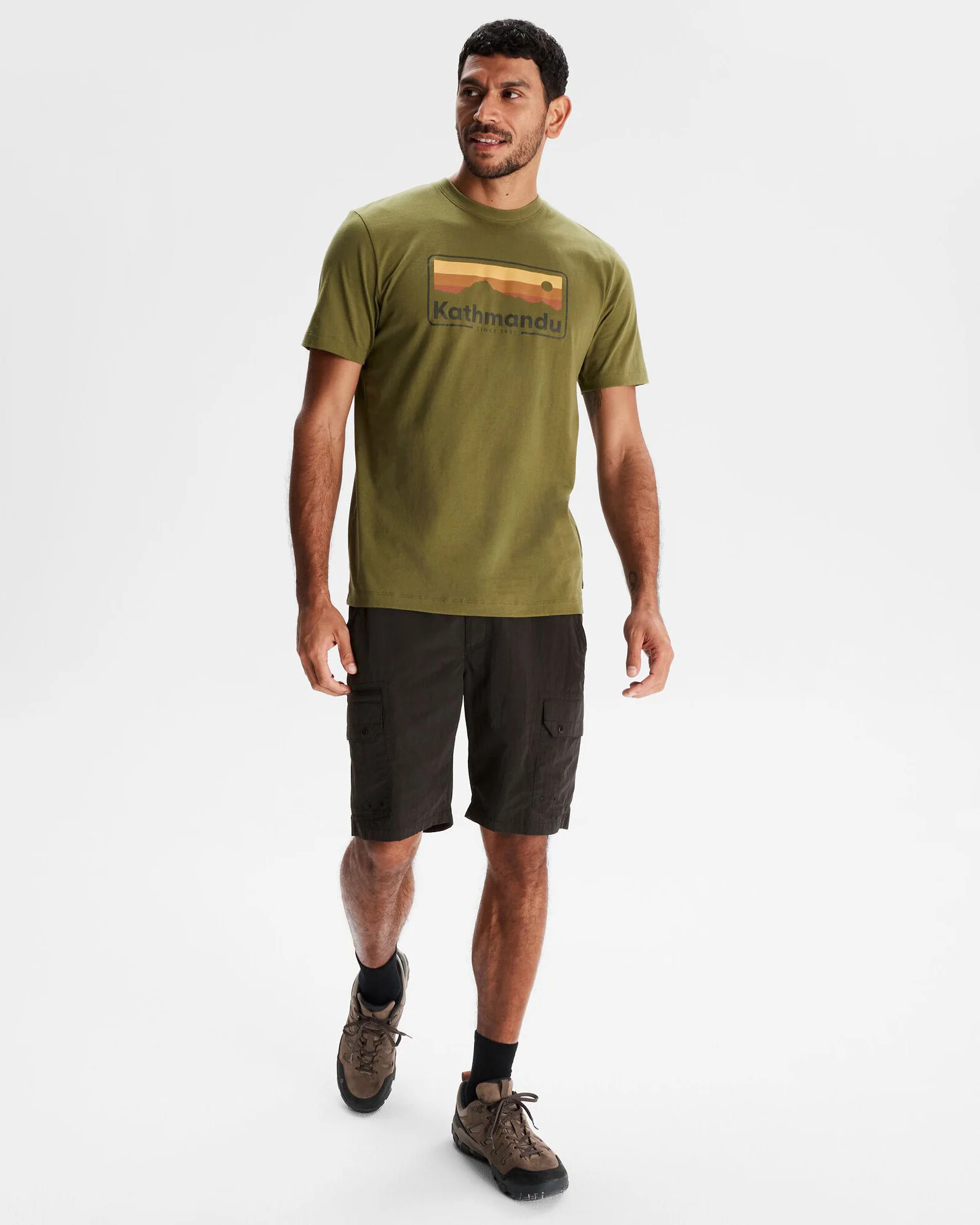 Men's Kathmandu Logo 70's Organic Cotton T-shirt - Dark Fern - Image 2